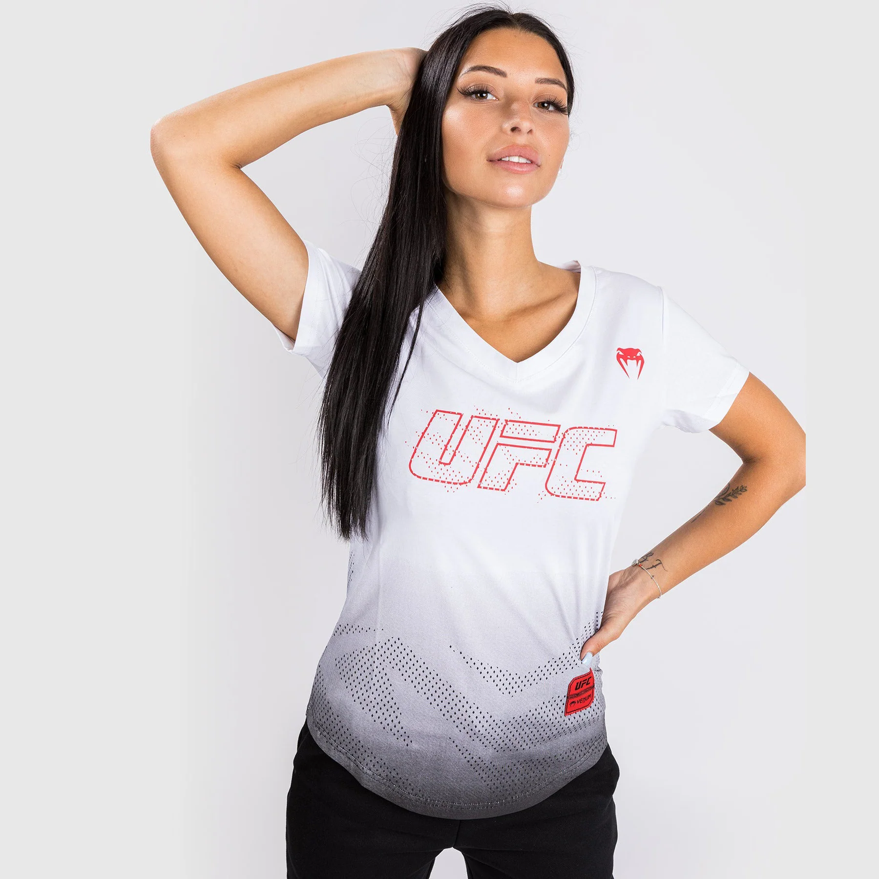 Camiseta De Algodón Manga Corta Para Mujer UFC Venum Authentic Fight Week - Blanco