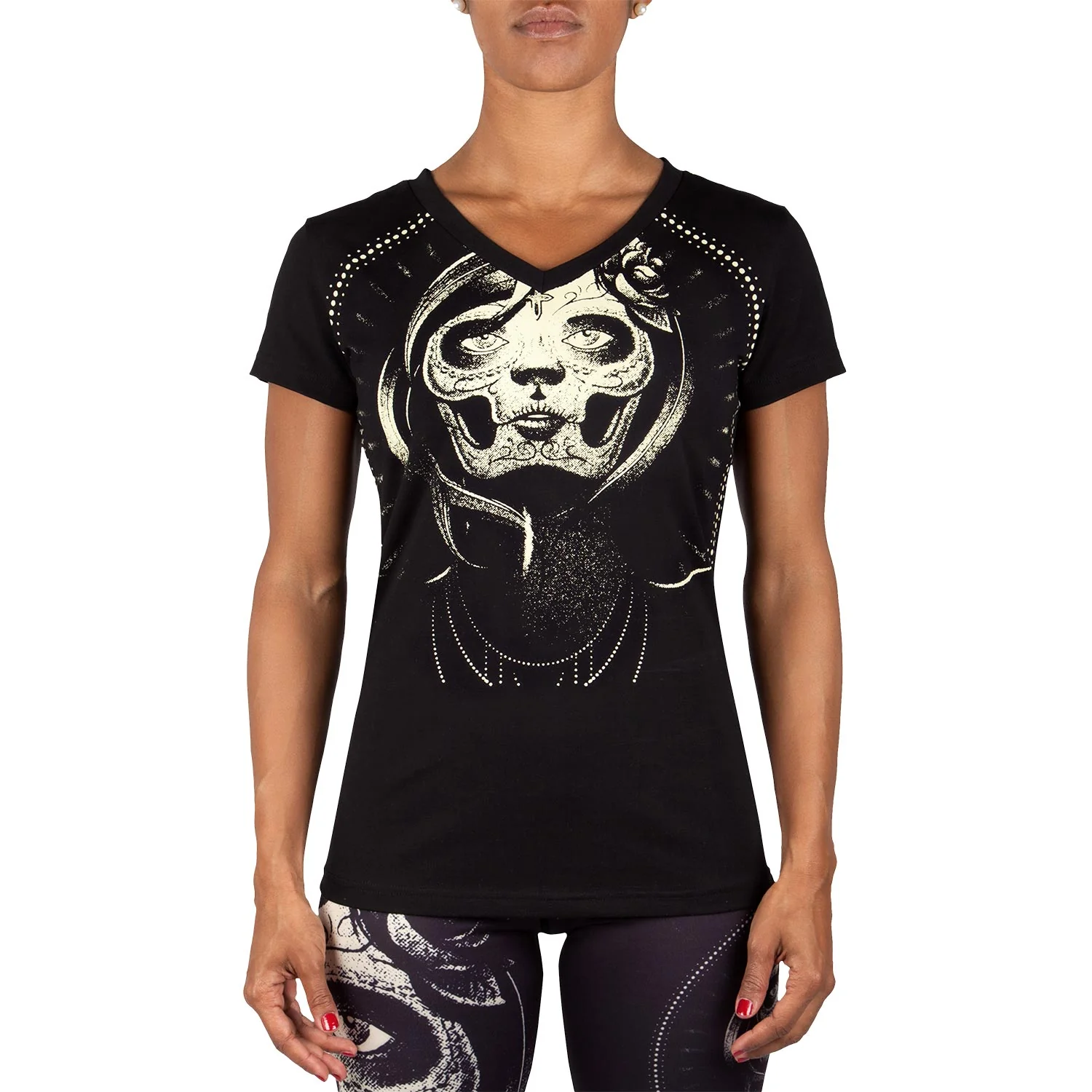 Camiseta Venum Santa Muerte - Para Mujeres - Negro/Amarillo
