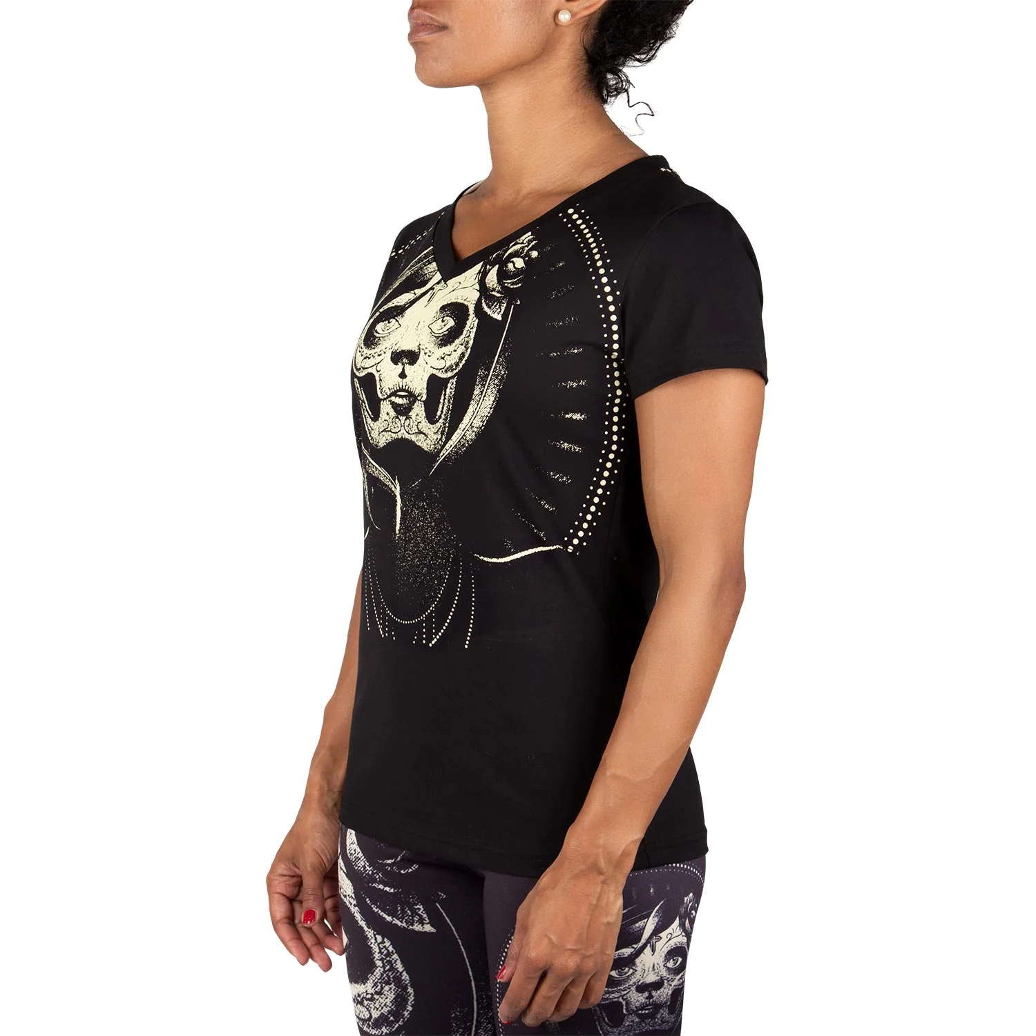 Camiseta Venum Santa Muerte - Para Mujeres - Negro/Amarillo - Image 2