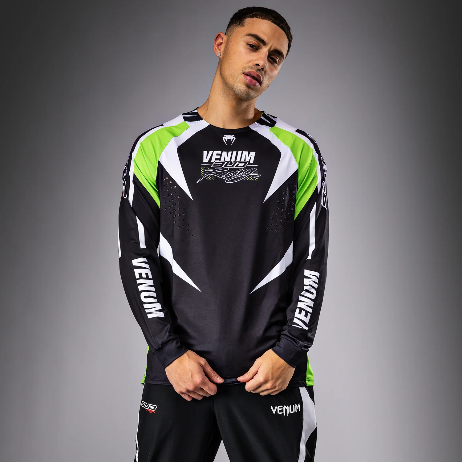Venum x Bud Racing Camiseta Dry-Tech para Hombre - Negra/Blanca/Verde lima