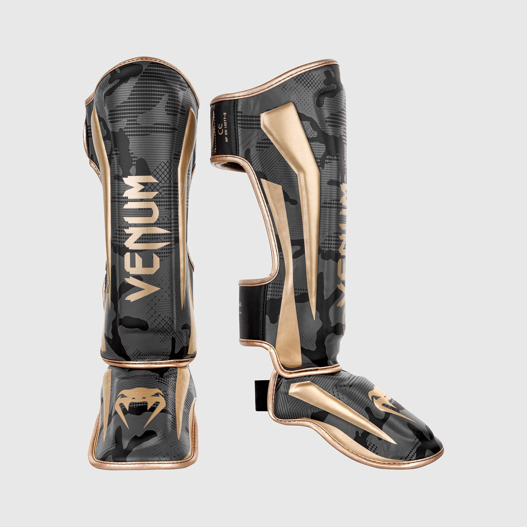Espinillera Venum Elite - Camuflaje dorado