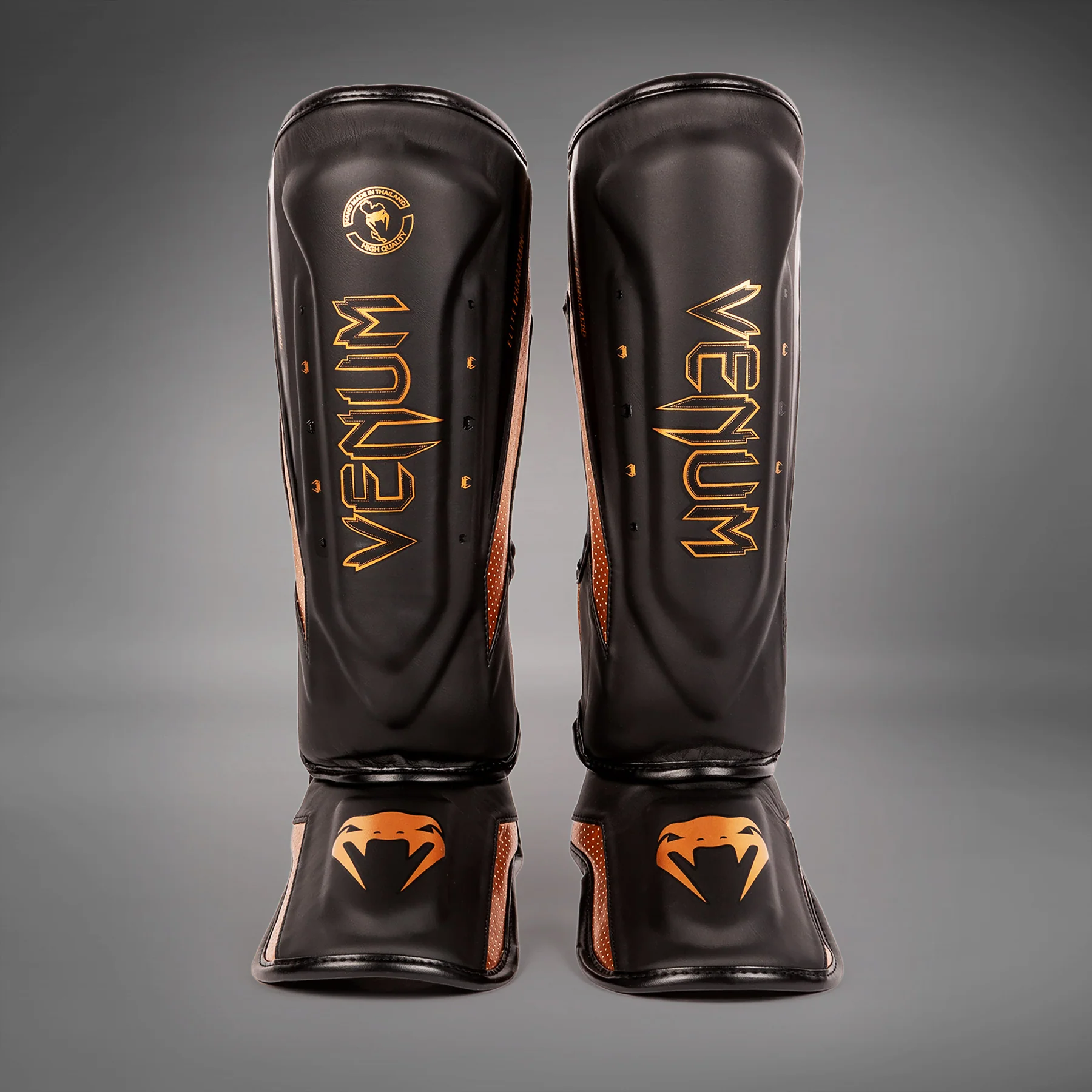 Espinilleras Venum Elite Evo - Negro/Bronce - Image 2