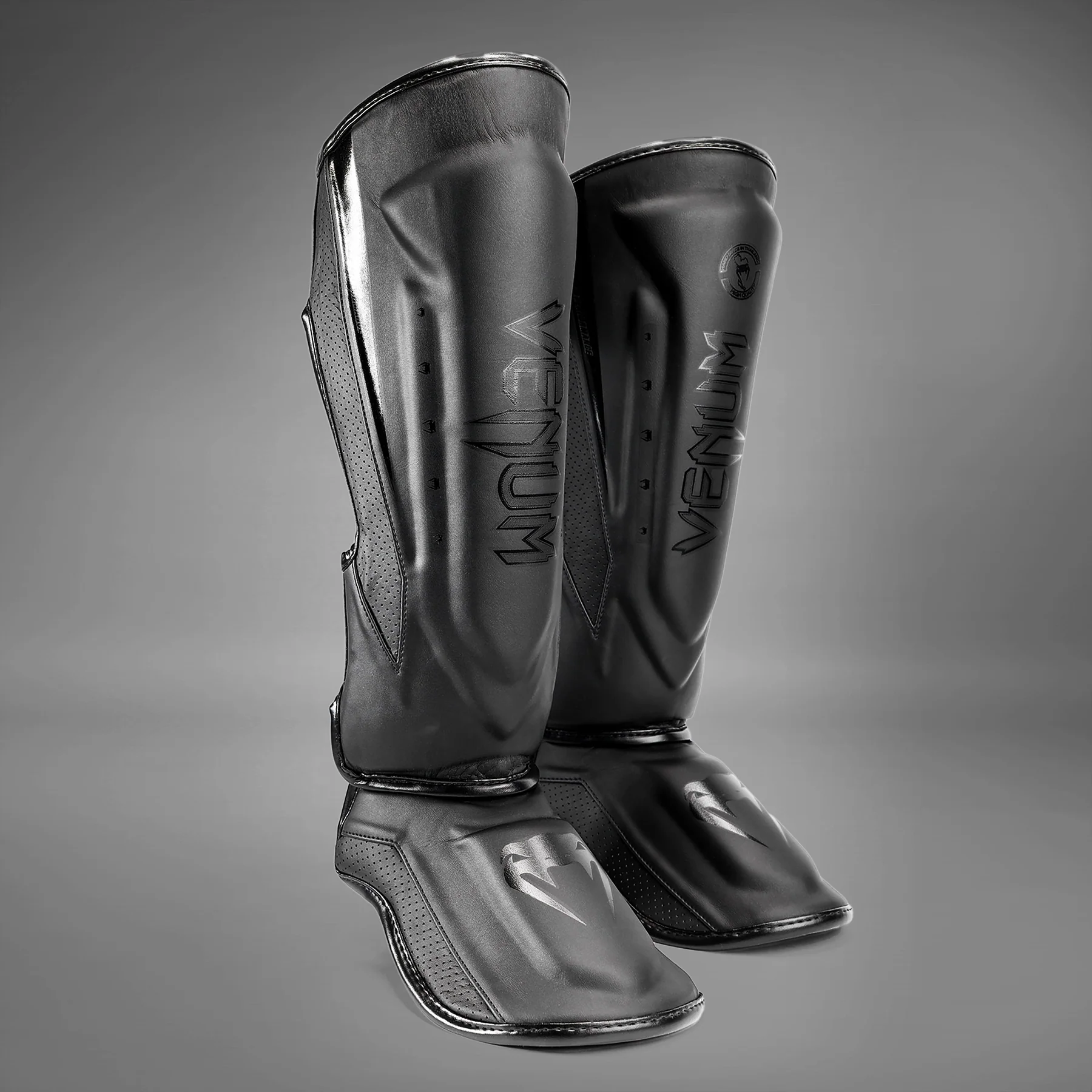 Espinilleras Venum Elite Evo - Negro/Negro - Image 3