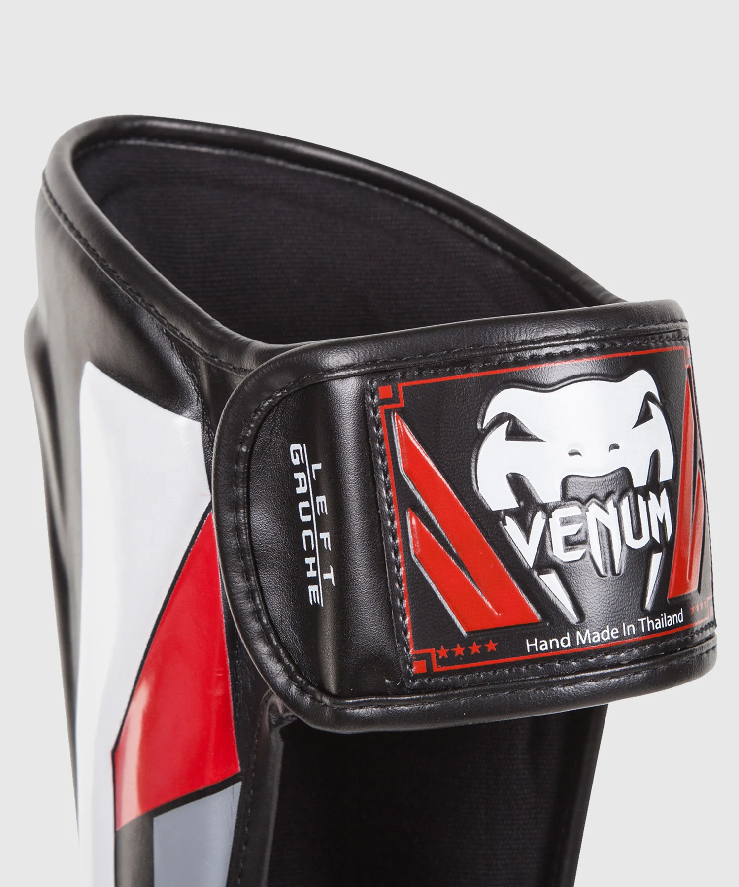 Espinilleras Venum Elite Standup - Negro/Rojo/Gris - Image 4