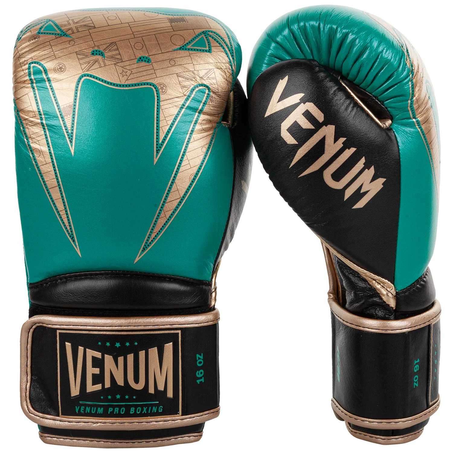 Guantes de Boxeo profesional Venum Giant 2.0 - Edición limitada WBC - Velcro - Verde metálico/Oro - Image 2