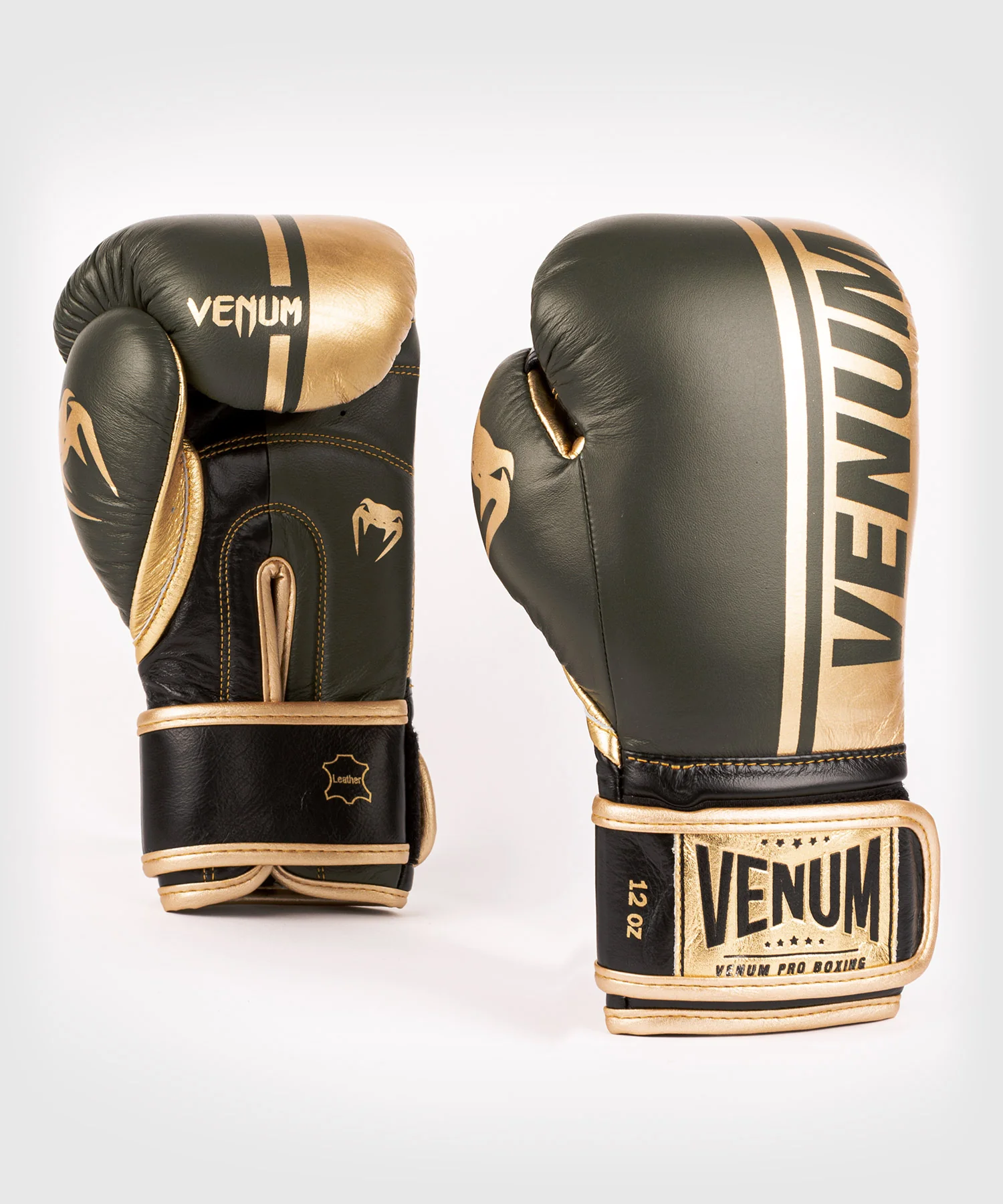 Guantes de Boxeo profesional Venum Shield – Velcro - Caqui/Oro - Image 2