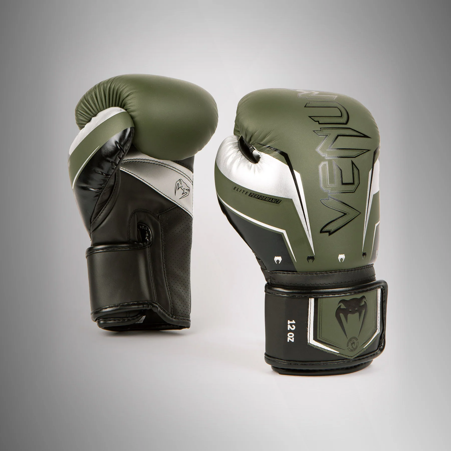 Guantes de boxeo Venum Elite Evo - Caqui/Plateado