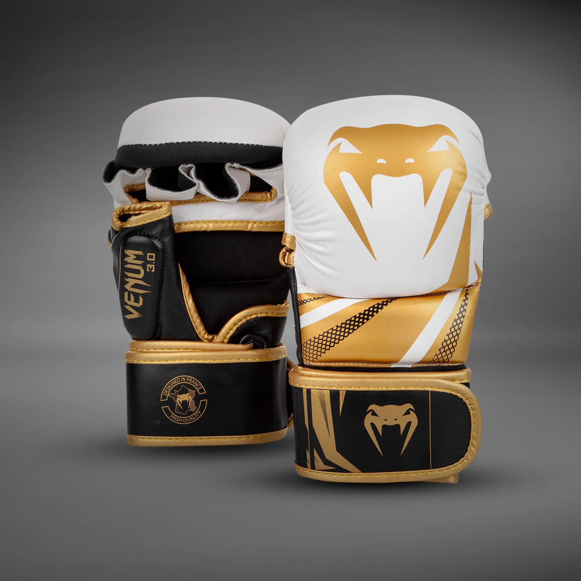 Venum Challenger 3.0 Guantes de sparring MMA - Blanco/Negro/Dorado