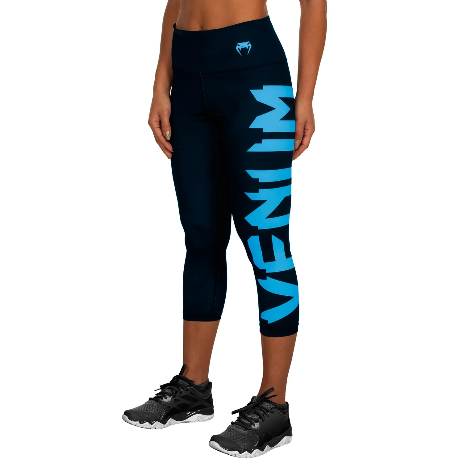 Leggins cortos Venum Giant - Negro/Cian