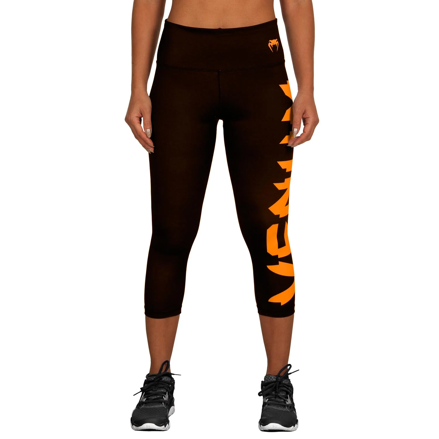 Leggins cortos Venum Giant - Negro/Naranja - Image 2