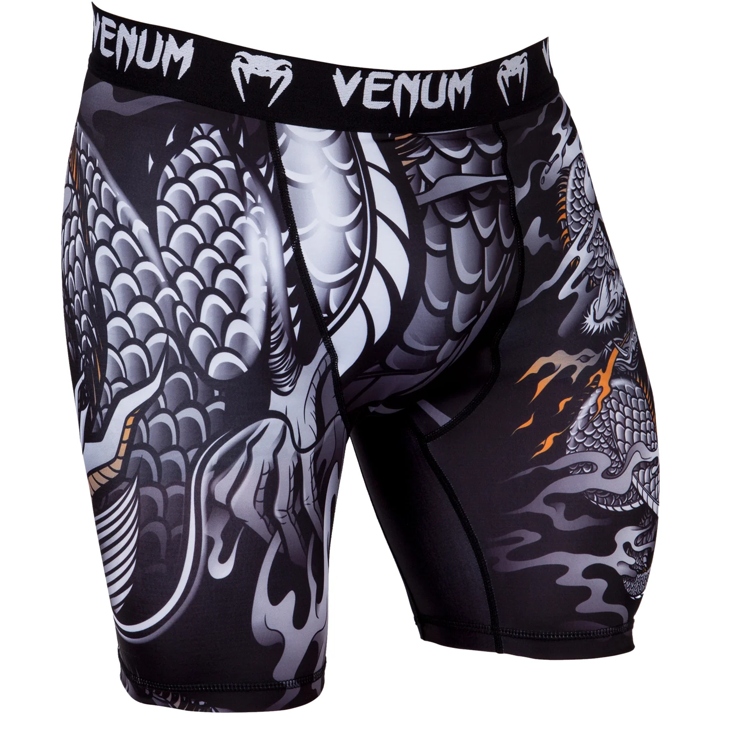 Mallas cortas Venum Dragon's Flight - Negro/Blanco - Image 2