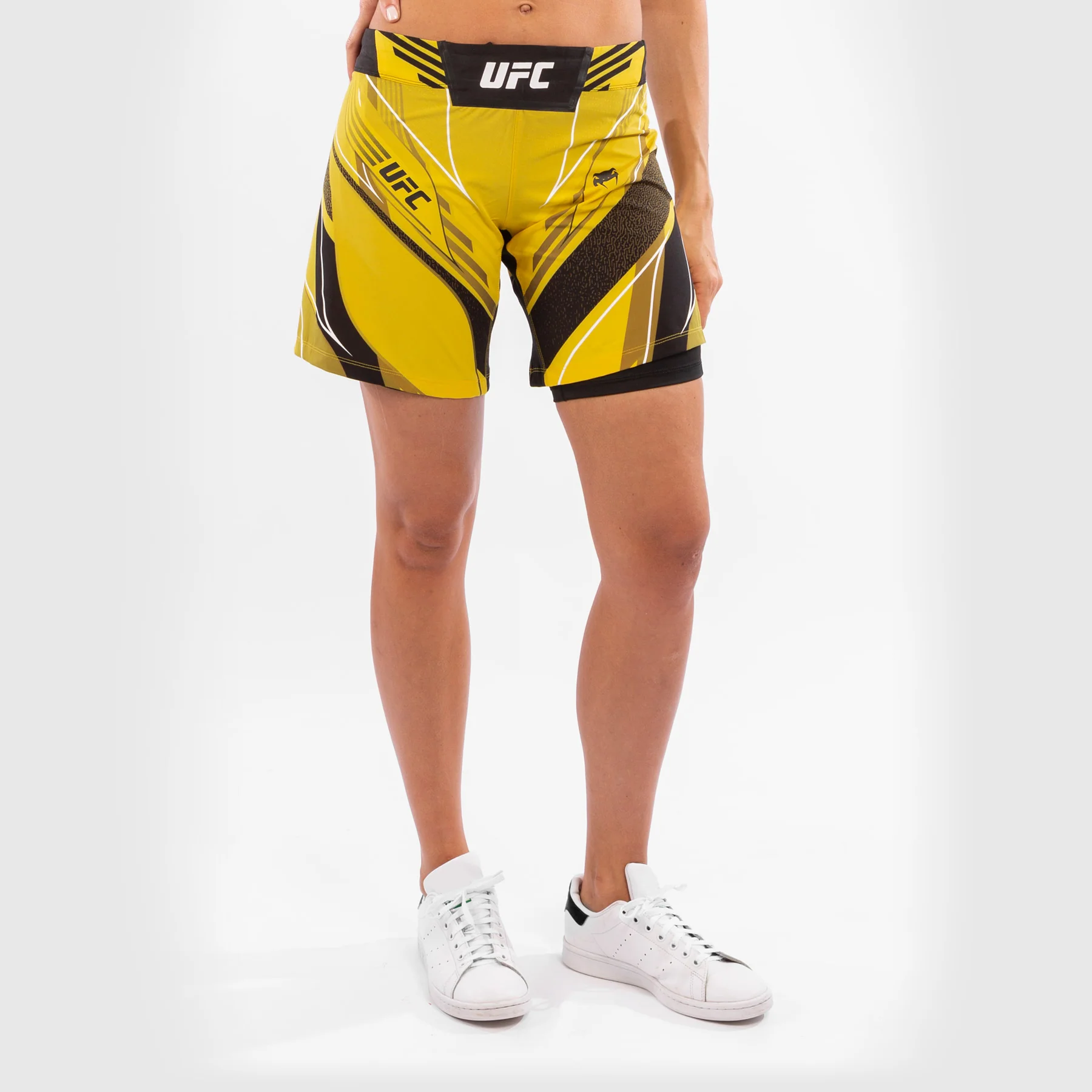 Pantalón De MMA Para Mujer Ufc Venum Authentic Fight Night – Modelo Largo - Amarillo - Image 3