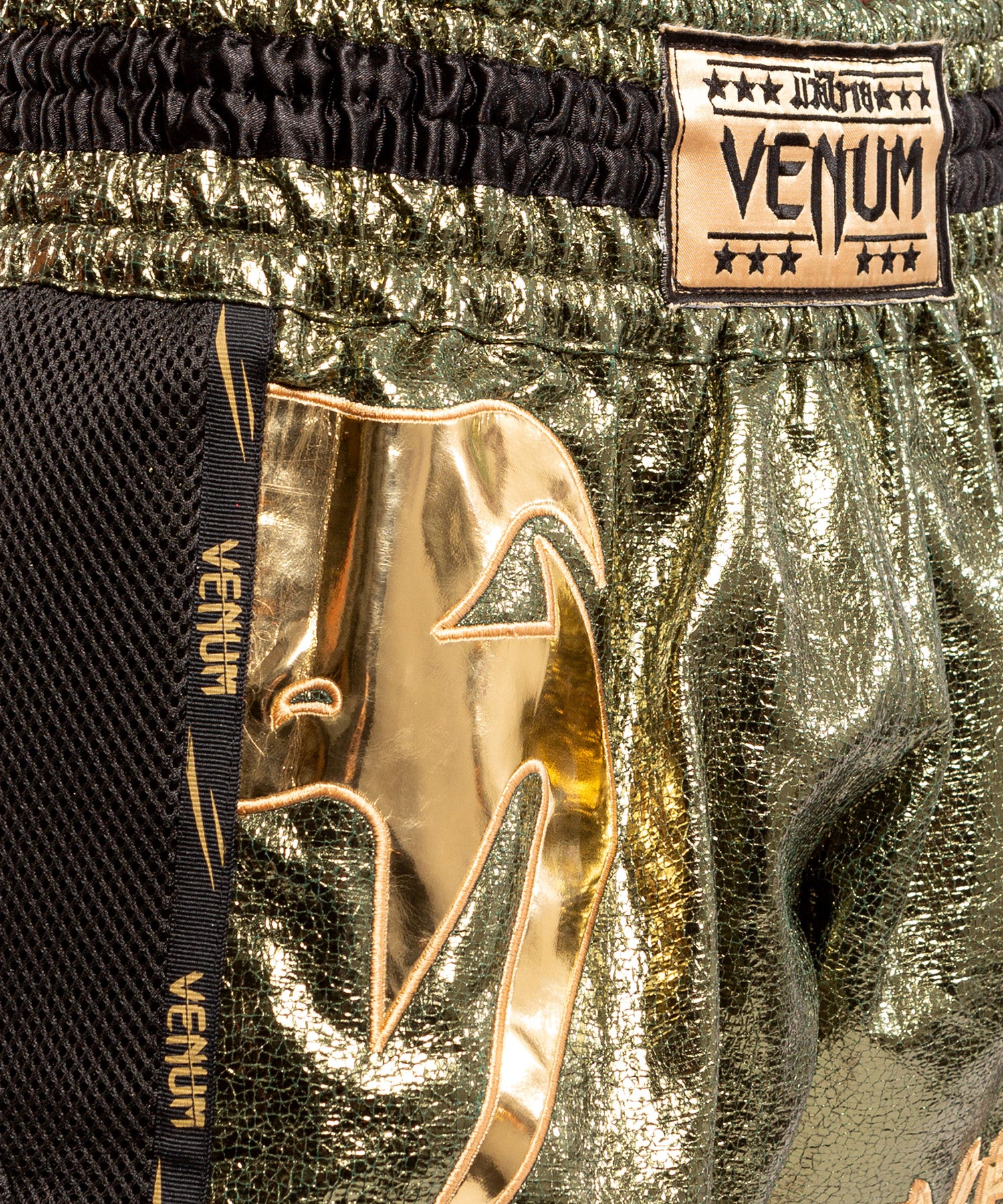 Pantalones de Muay Thai Venum Giant Foil - Caqui/Oro - Image 3