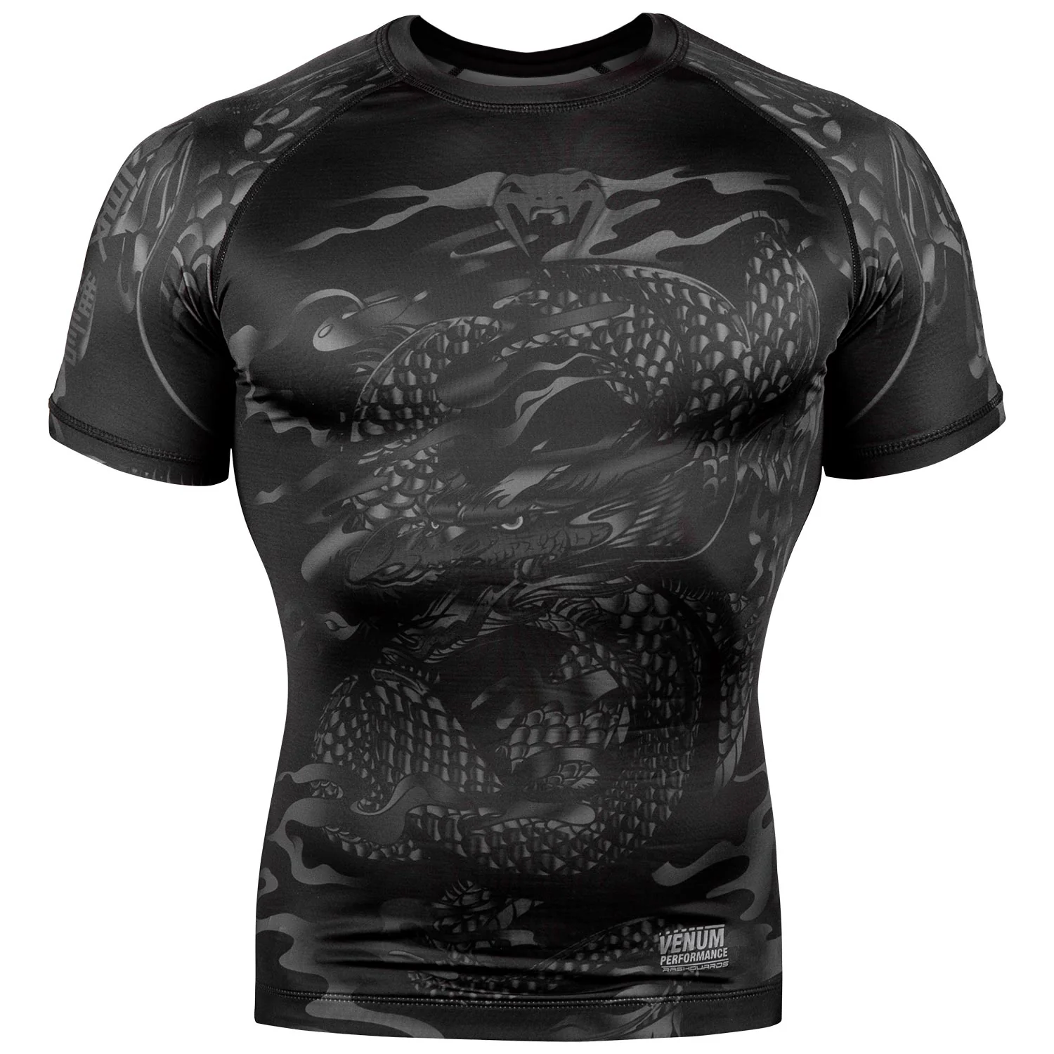 Rashguard Venum Dragon's Flight - Manga Corta - Negro/Negro