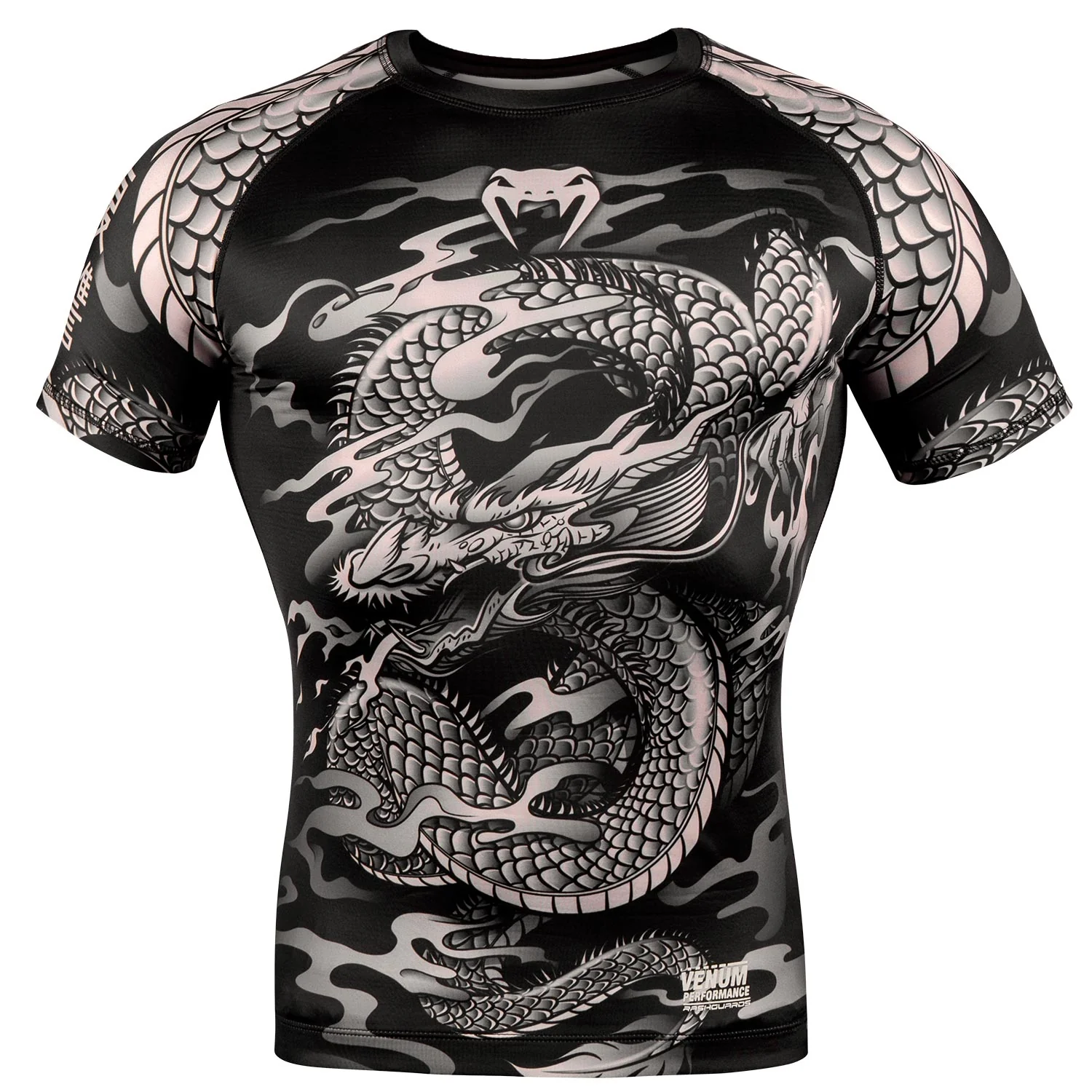 Rashguard Venum Dragon's Flight - Mangas Cortas - Negro/Arena
