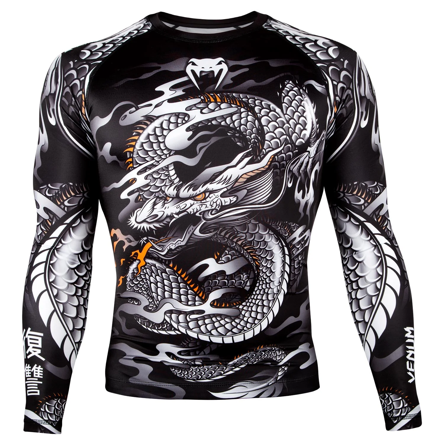 Rashguard Venum Dragon's Flight - Mangas Largas - Negro/Blanco