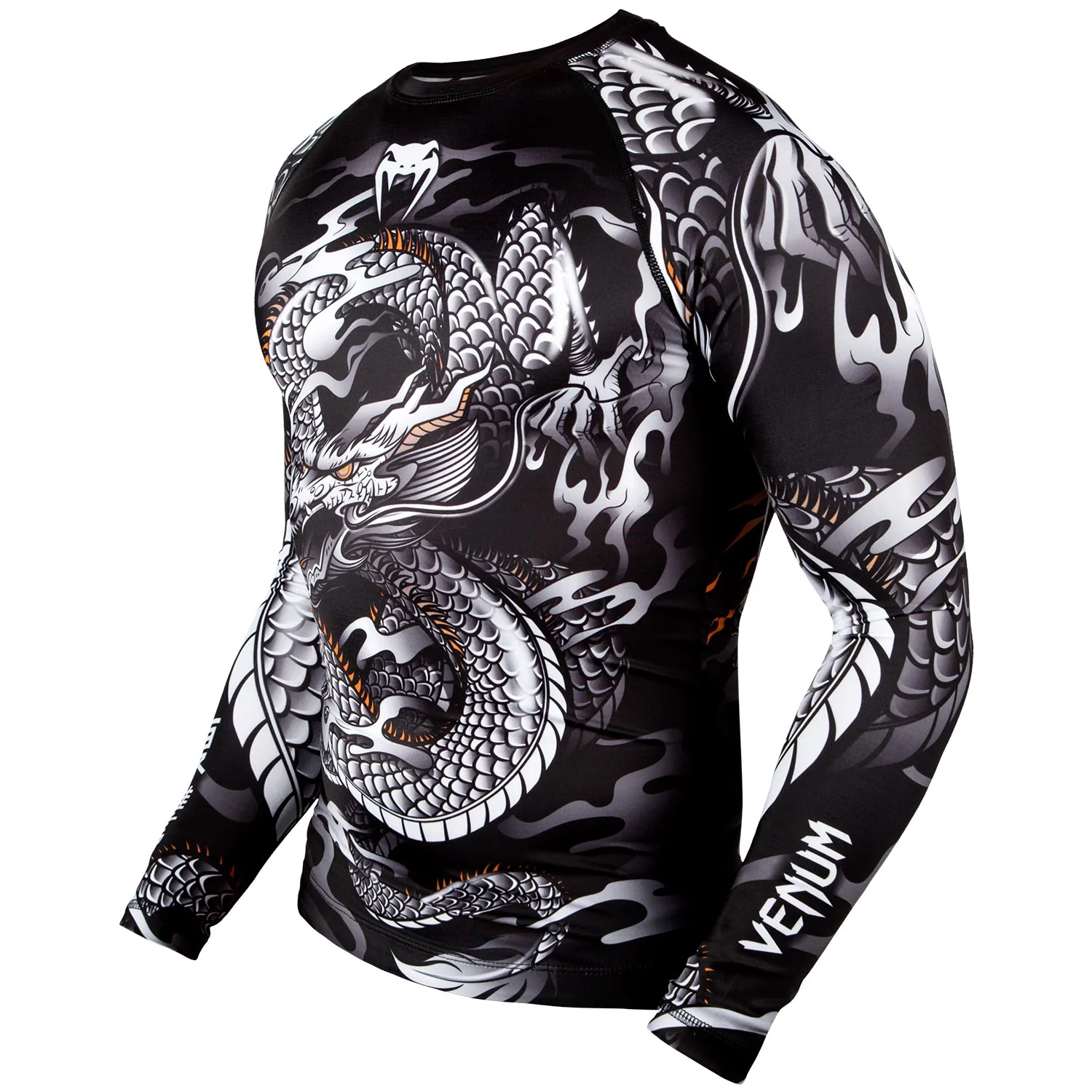 Rashguard Venum Dragon's Flight - Mangas Largas - Negro/Blanco - Image 2