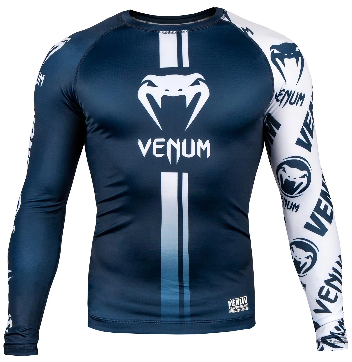 Rashguard Venum Logos - Mangas largas - Azul Marino/Blanco