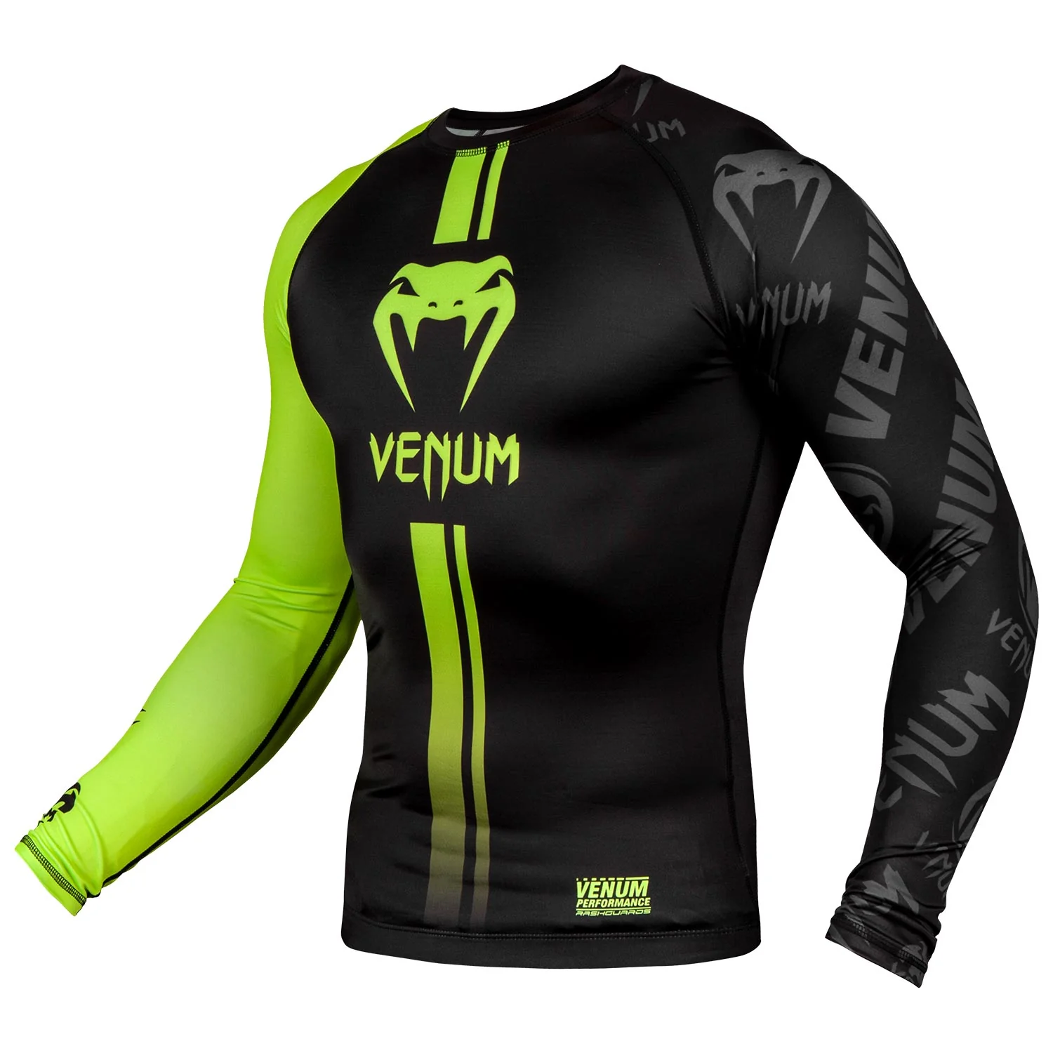 Rashguard Venum Logos - Mangas largas - Negro/Amarillo Fluo - Image 2