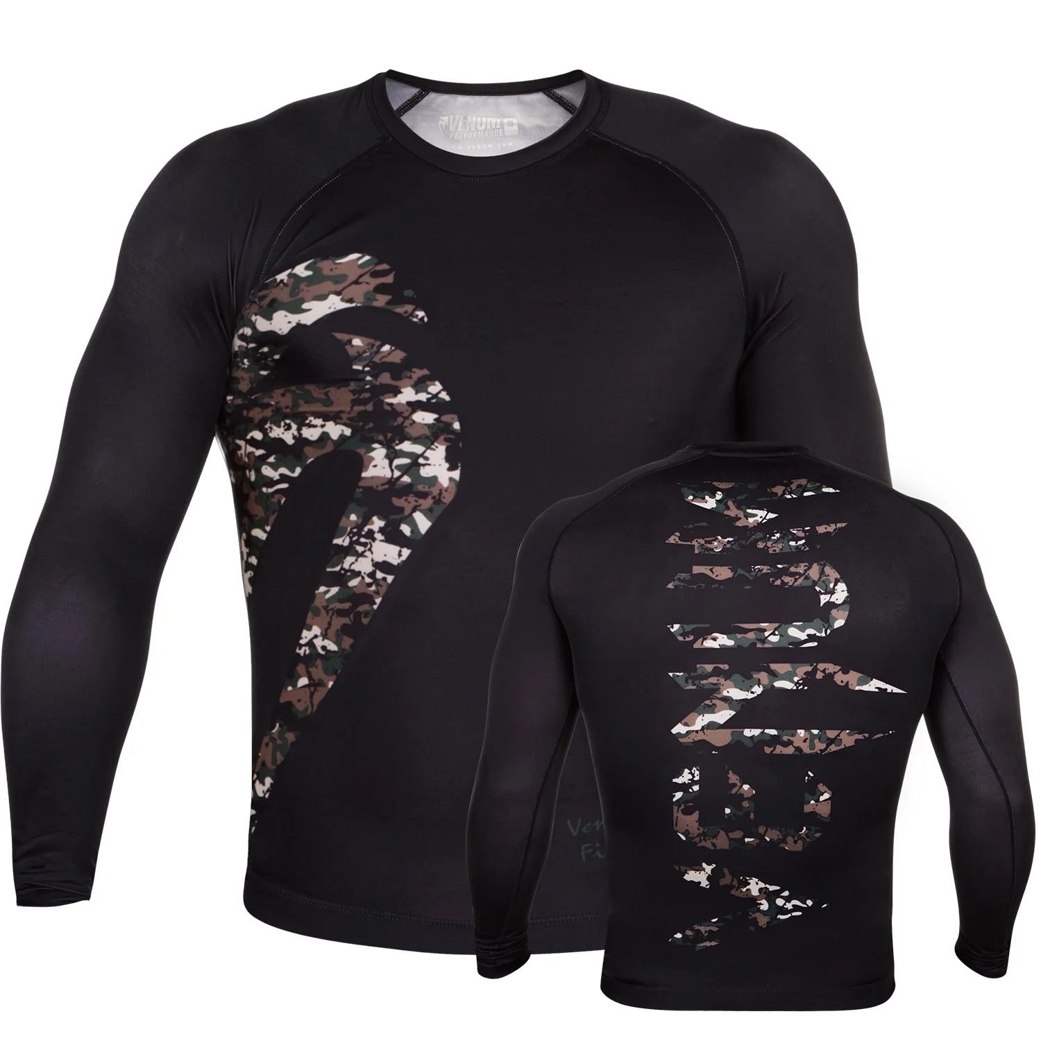 Rashguard Venum Original Giant - Mangas Largas - Negro/Bosque Camo