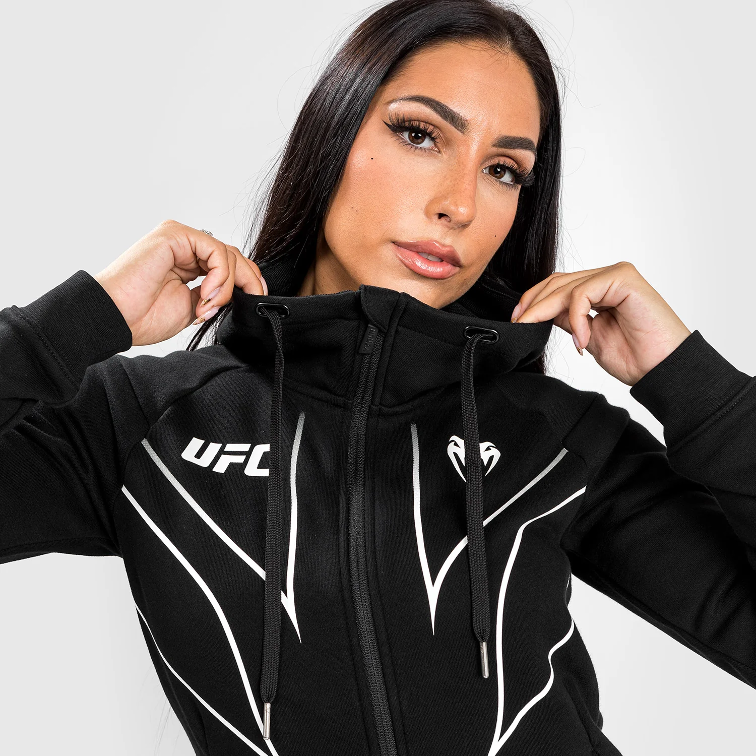 Replica de UFC Venum Fight Night 2.0 Sudadera con cremallera para mujer - Negra - Image 2
