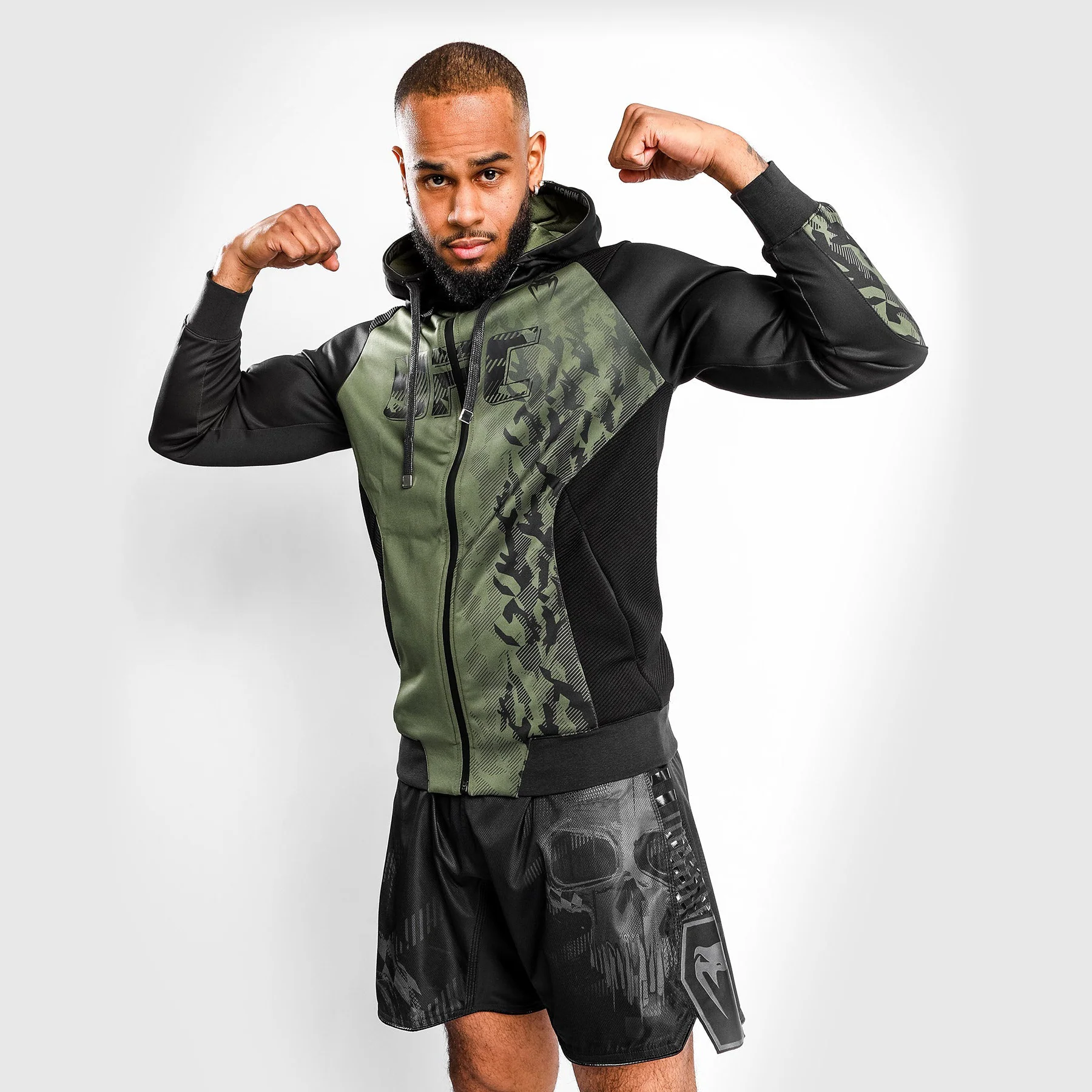 Sudadera Con Cremallera Para Hombre UFC Venum Authentic Fight Week - Caqui