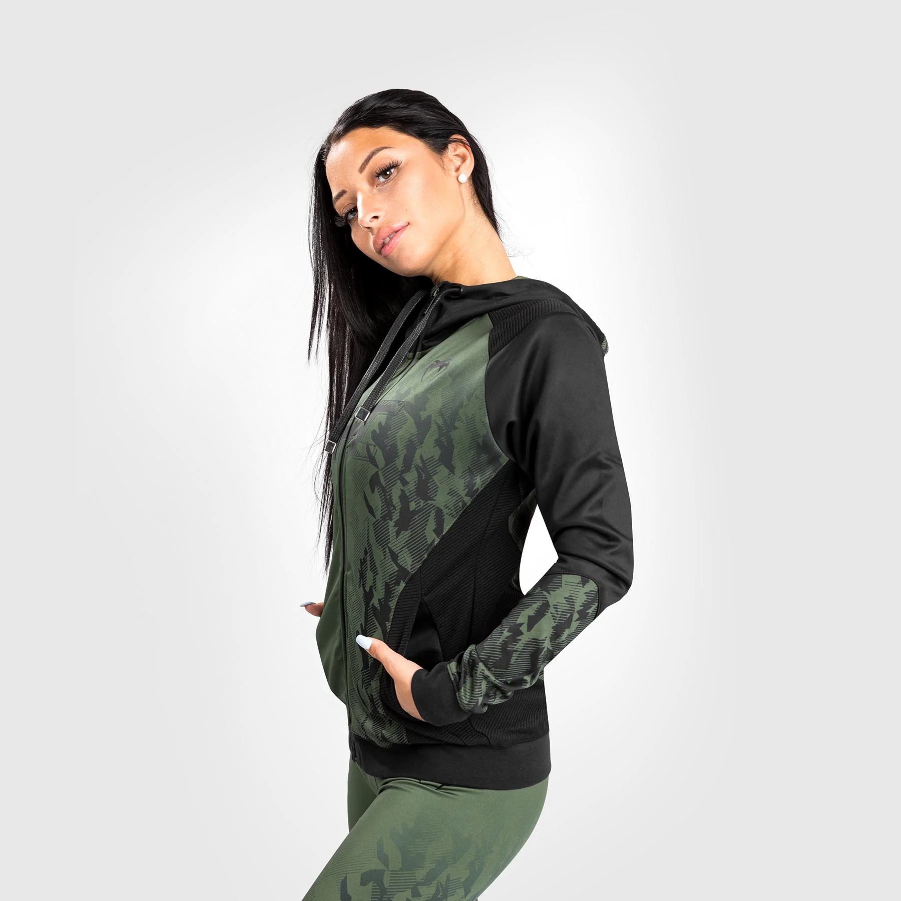 Sudadera Con Cremallera Para Mujer UFC Venum Authentic Fight Week - Caqui - Image 4
