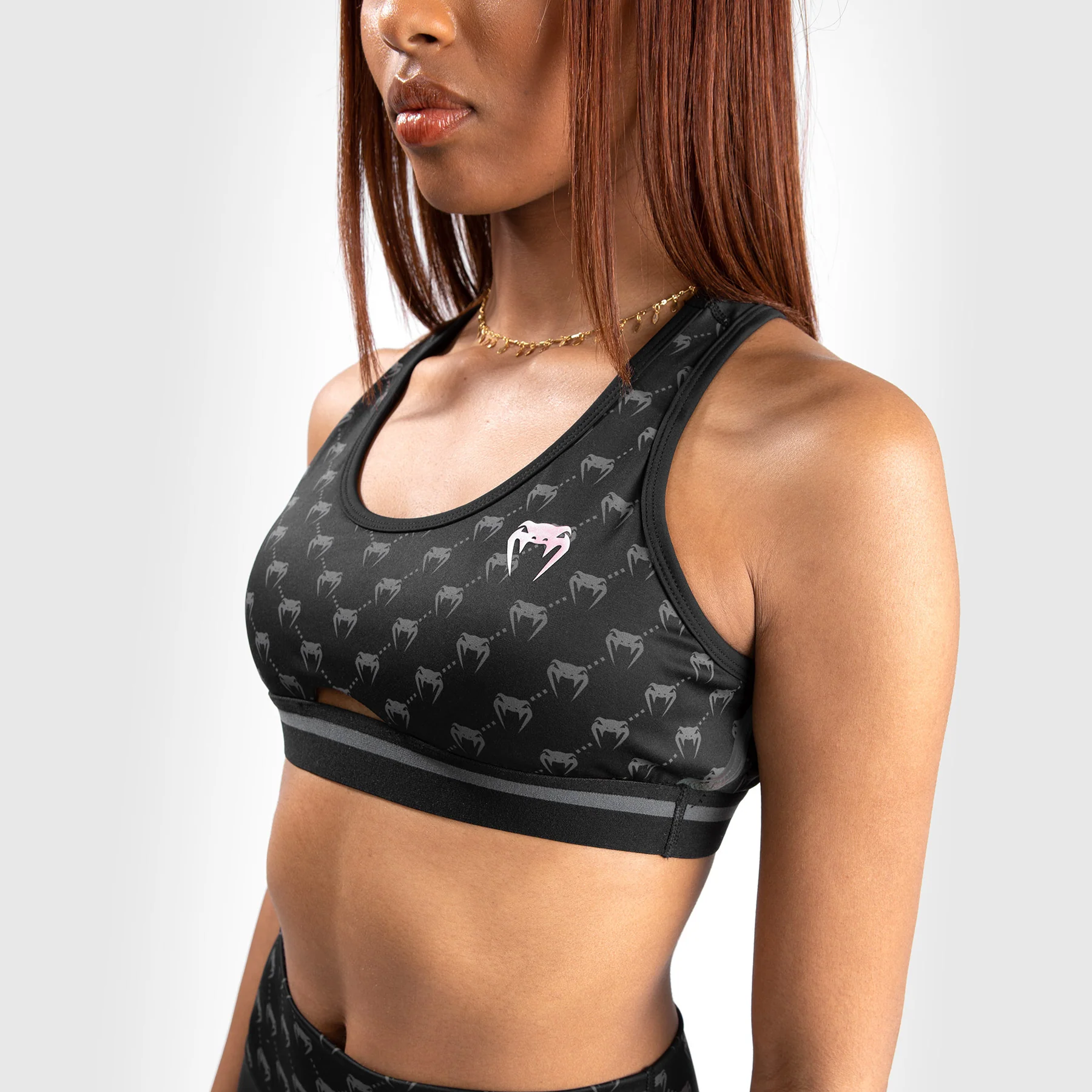 Sujetador Deportivo Venum Monogram – Negro/Oro Rosa - Image 2