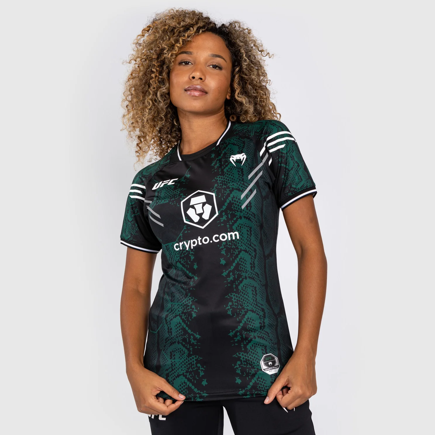 UFC Adrenaline by Venum Personalized Authentic Fight Night Maillot Walkout Mujer - Emerald Edition - Verde/Negro - Image 2