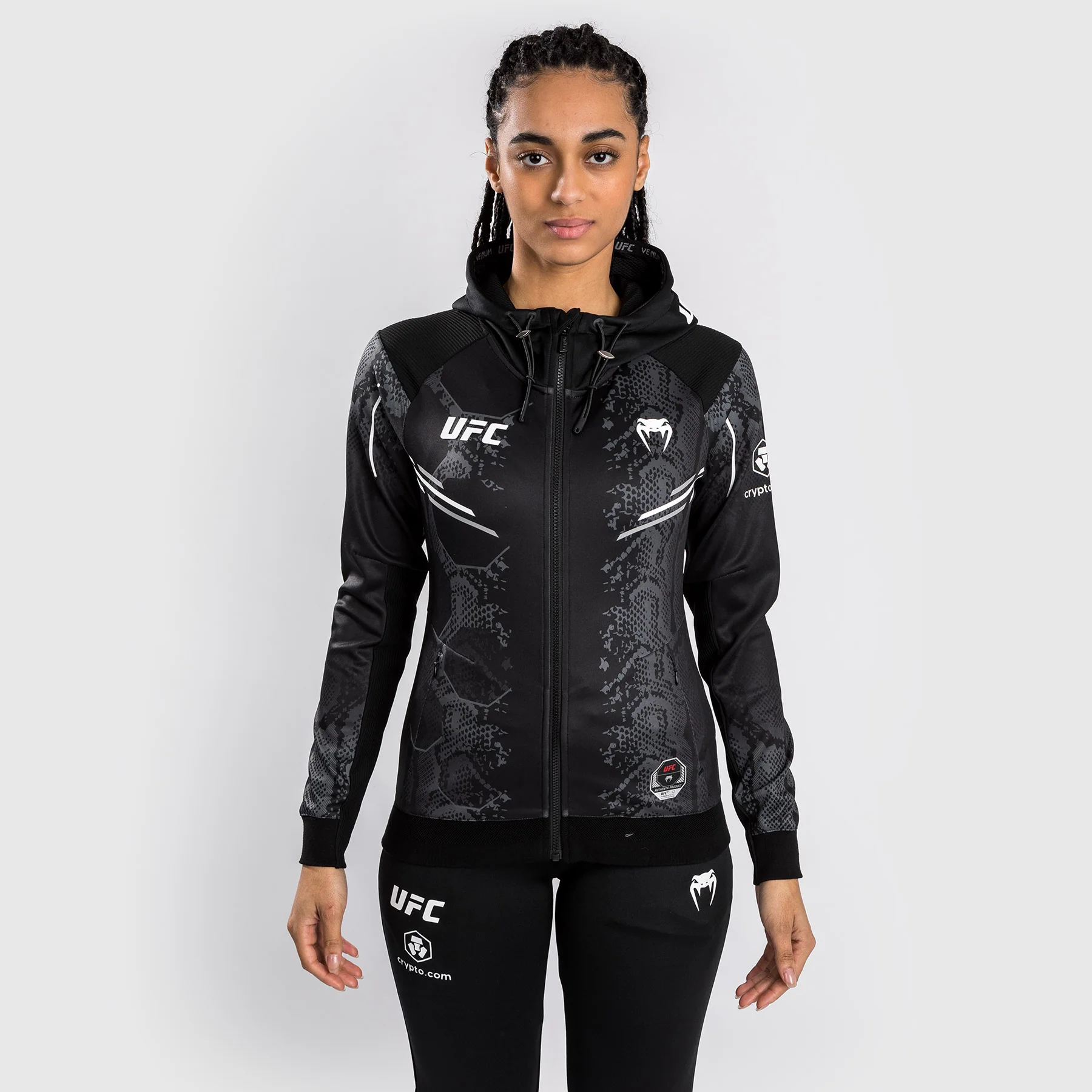 UFC Adrenaline by Venum Authentic Fight Night Sudadera con capucha Walkout para Mujer - Negra