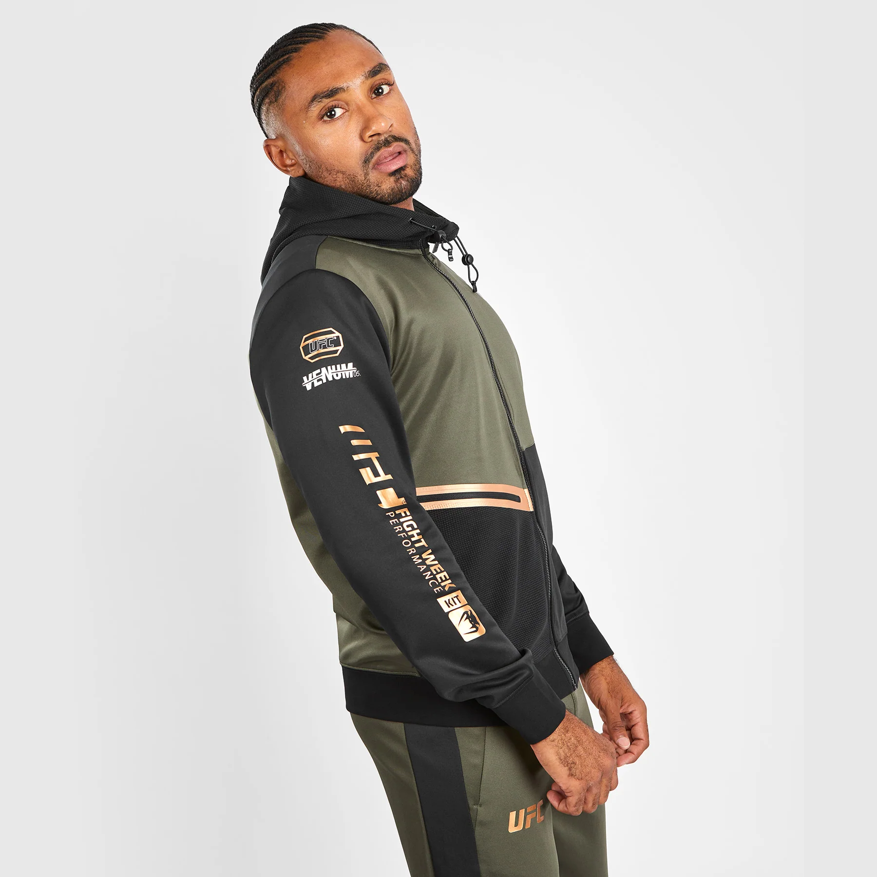 UFC Adrenaline by Venum Fight Week Sudadera con capucha y cremallera para Hombre - Caqui/Bronce - Image 6