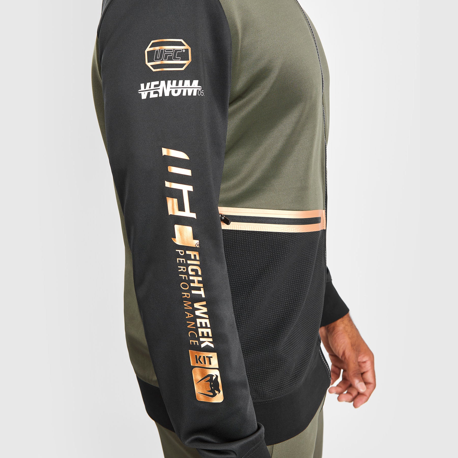 UFC Adrenaline by Venum Fight Week Sudadera con capucha y cremallera para Hombre - Caqui/Bronce - Image 7
