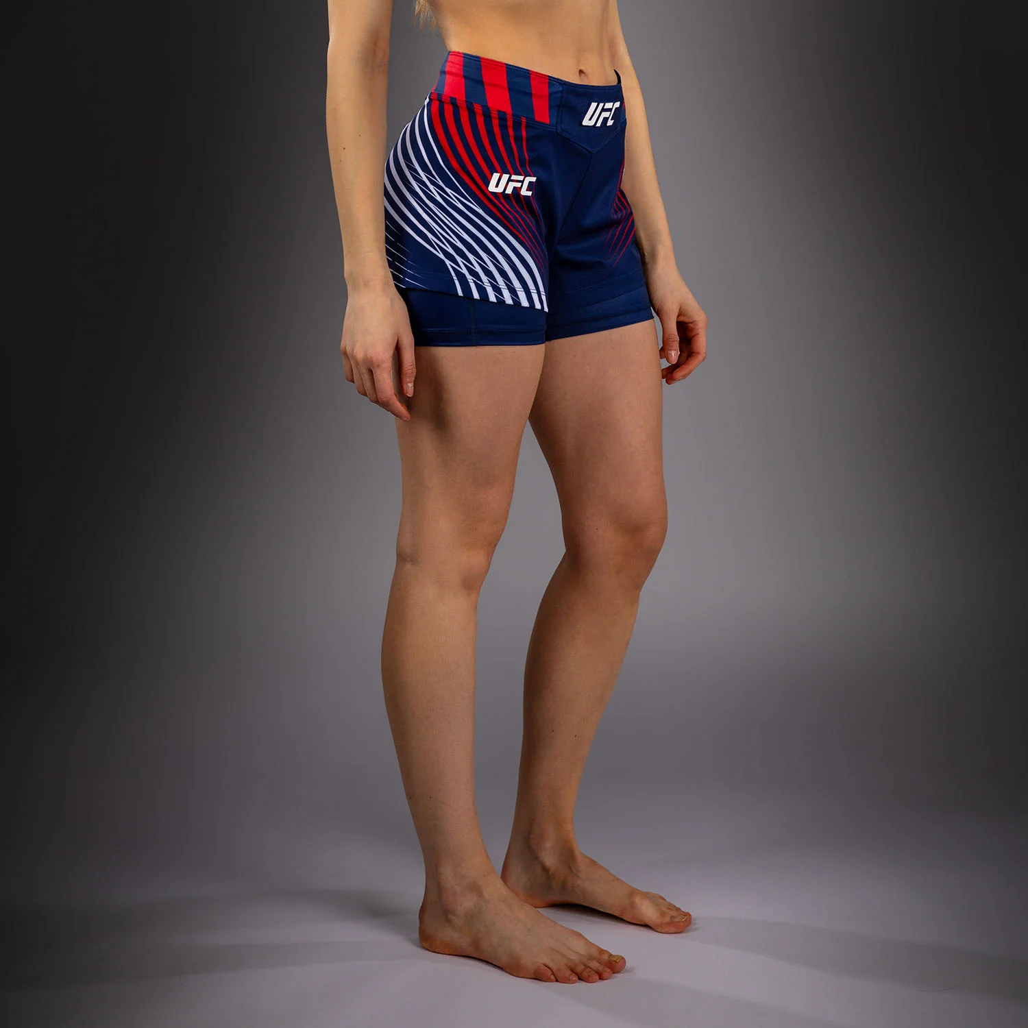 Official UFC Freedom 250 by Venum Authentic Fight Night Fight Shorts para mujer - Azul - Image 4