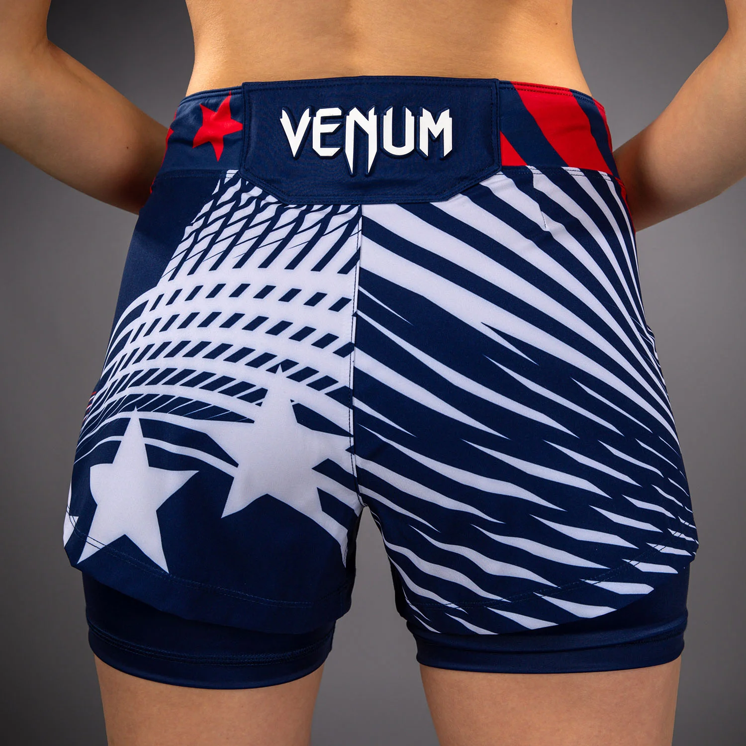 Official UFC Freedom 250 by Venum Authentic Fight Night Fight Shorts para mujer - Azul - Image 8