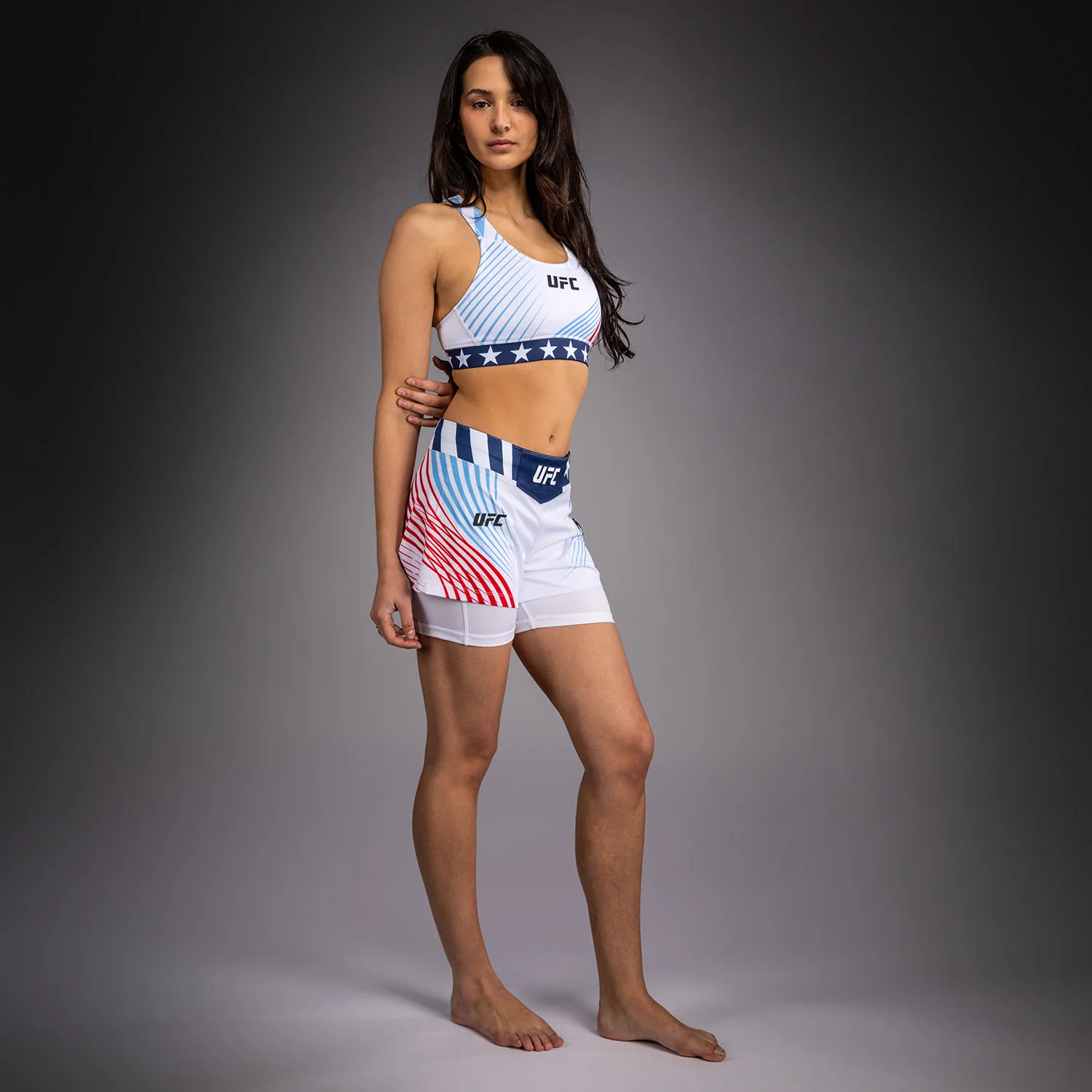 Official UFC Freedom 250 by Venum Authentic Fight Night Fight Shorts para mujer - Blanco - Image 4