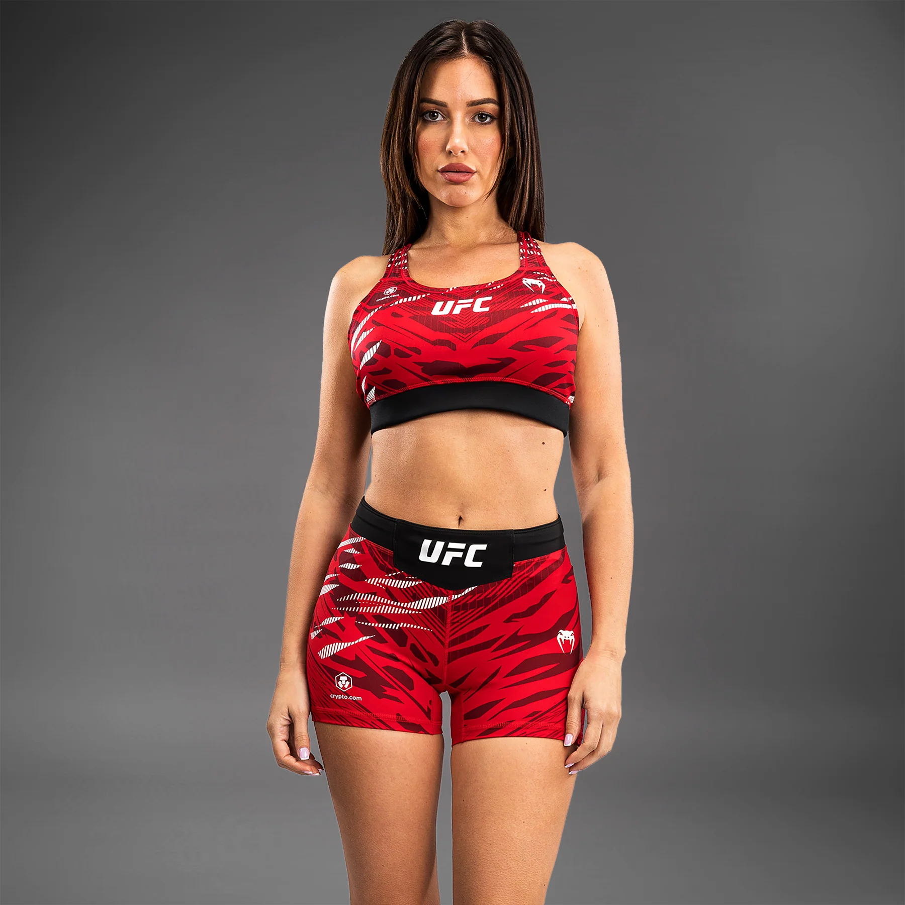 UFC Fusion by Venum Authentic Fight Night Vale Tudo Shorts para Mujer - Ajuste Corto - Rojo - Image 6
