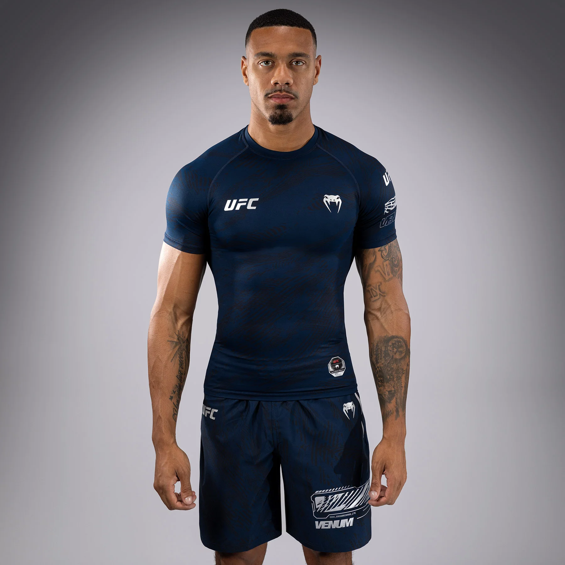 UFC Fusion by Venum Fight Week Rashguard de Manga Corta de Rendimiento para Hombre - Azul oceánico