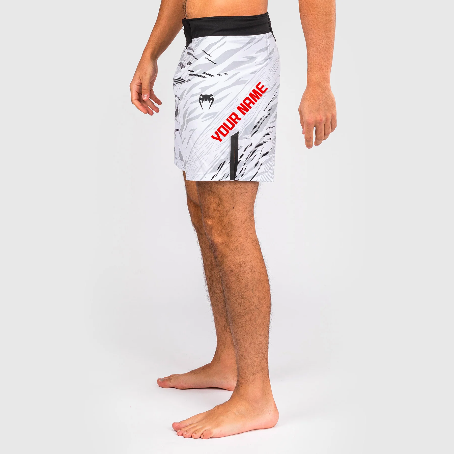 UFC Fusion by Venum Personalizados Authentic Fight Night Shorts de Lucha para Hombre - Ajuste Corto - Blanco