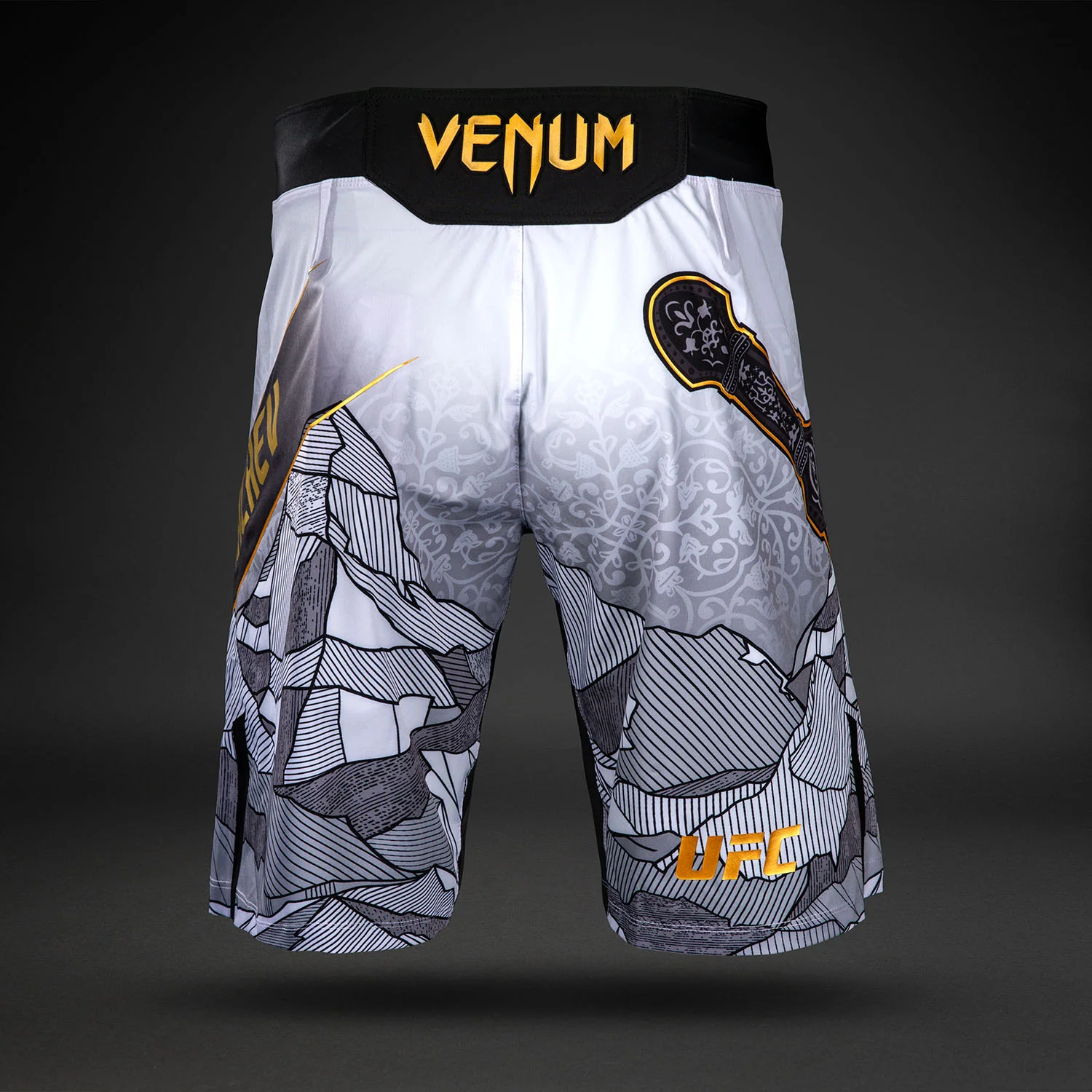 UFC Unrivaled by Venum Islam Makhachev Pantalones de Lucha para Hombres - Blanco/Negro - Image 4