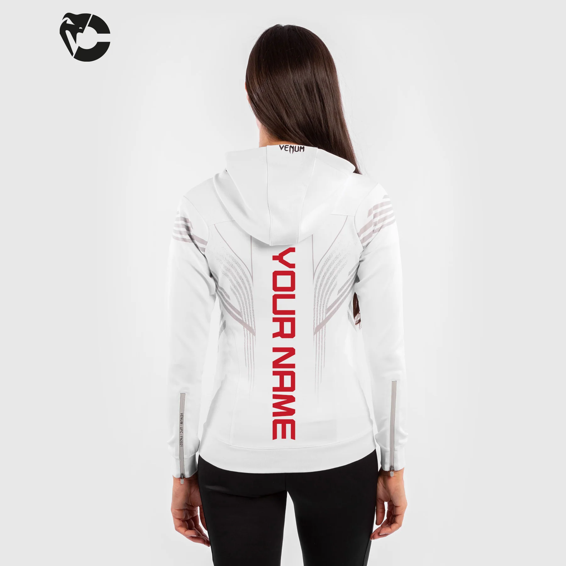 Sudadera Para Mujer Personalizada UFC Venum Authentic Fight Night Walkout - Blanco - Image 2