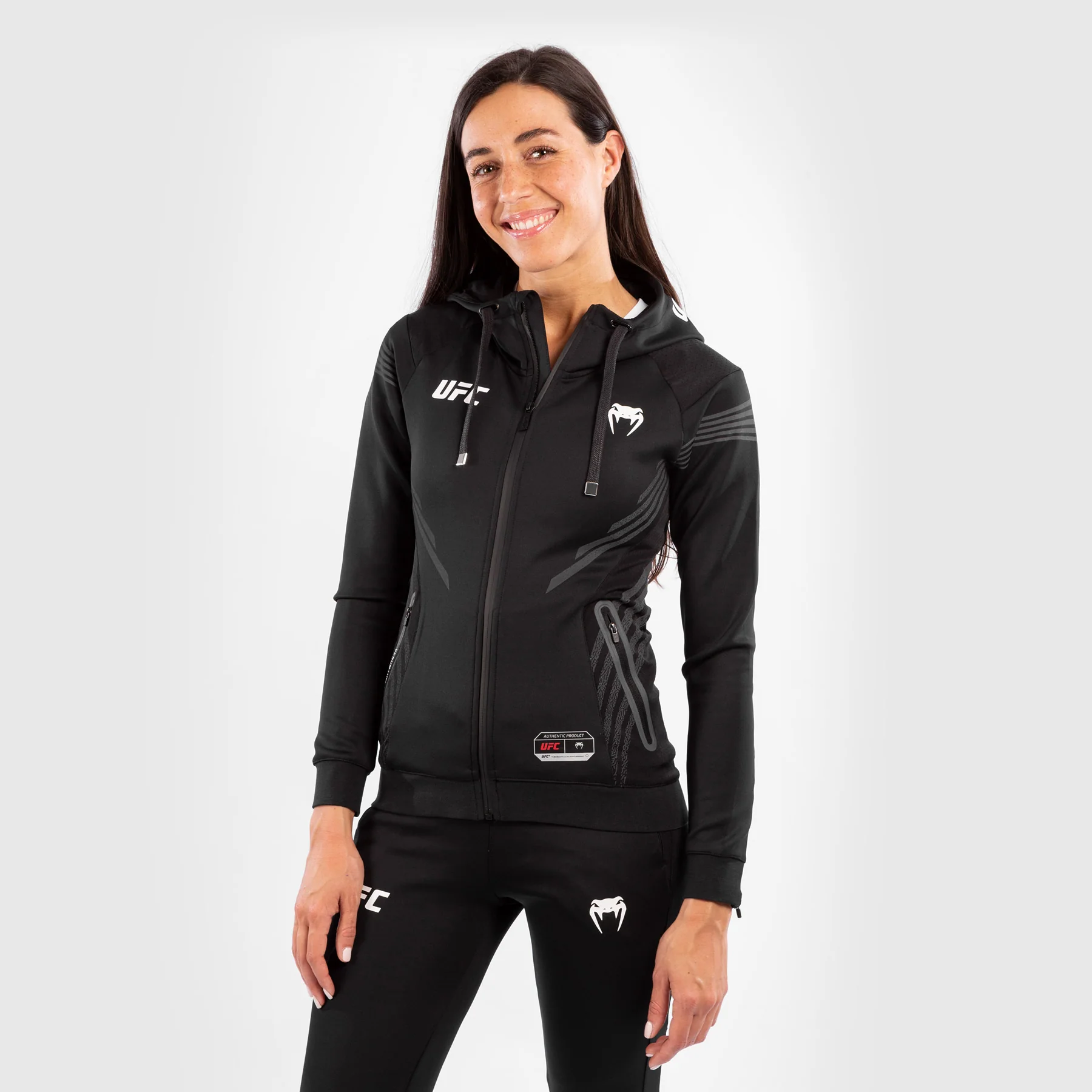 Sudadera Para Mujer Personalizada UFC Venum Authentic Fight Night Walkout - Negro - Image 3