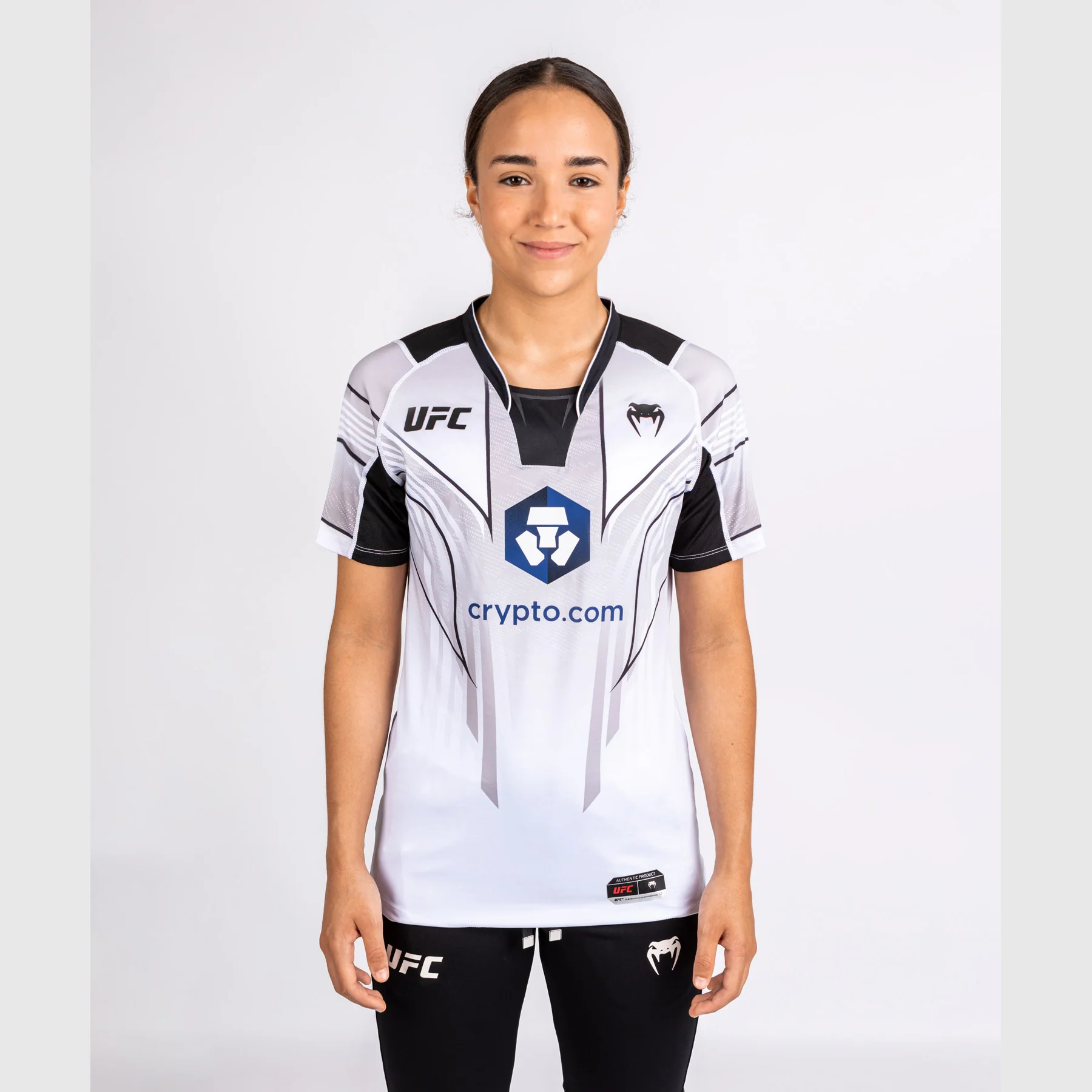 Camiseta UFC Venum Personalizada Auténtica Fight Night 2.0 Mujer - Blanco - Image 2