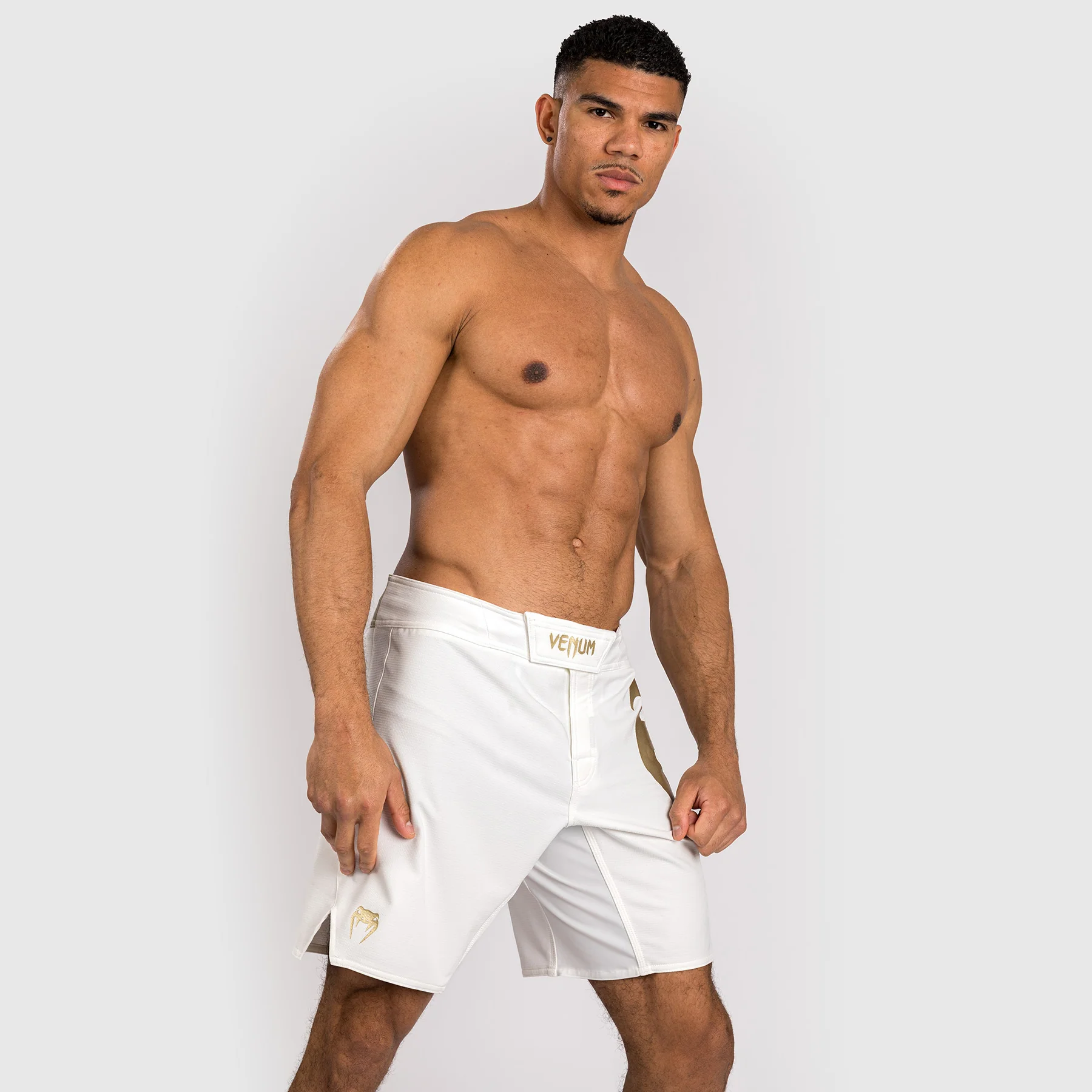 Venum Light 5.0 Pantalón Corto de Lucha - Blanco/Oro - Image 4