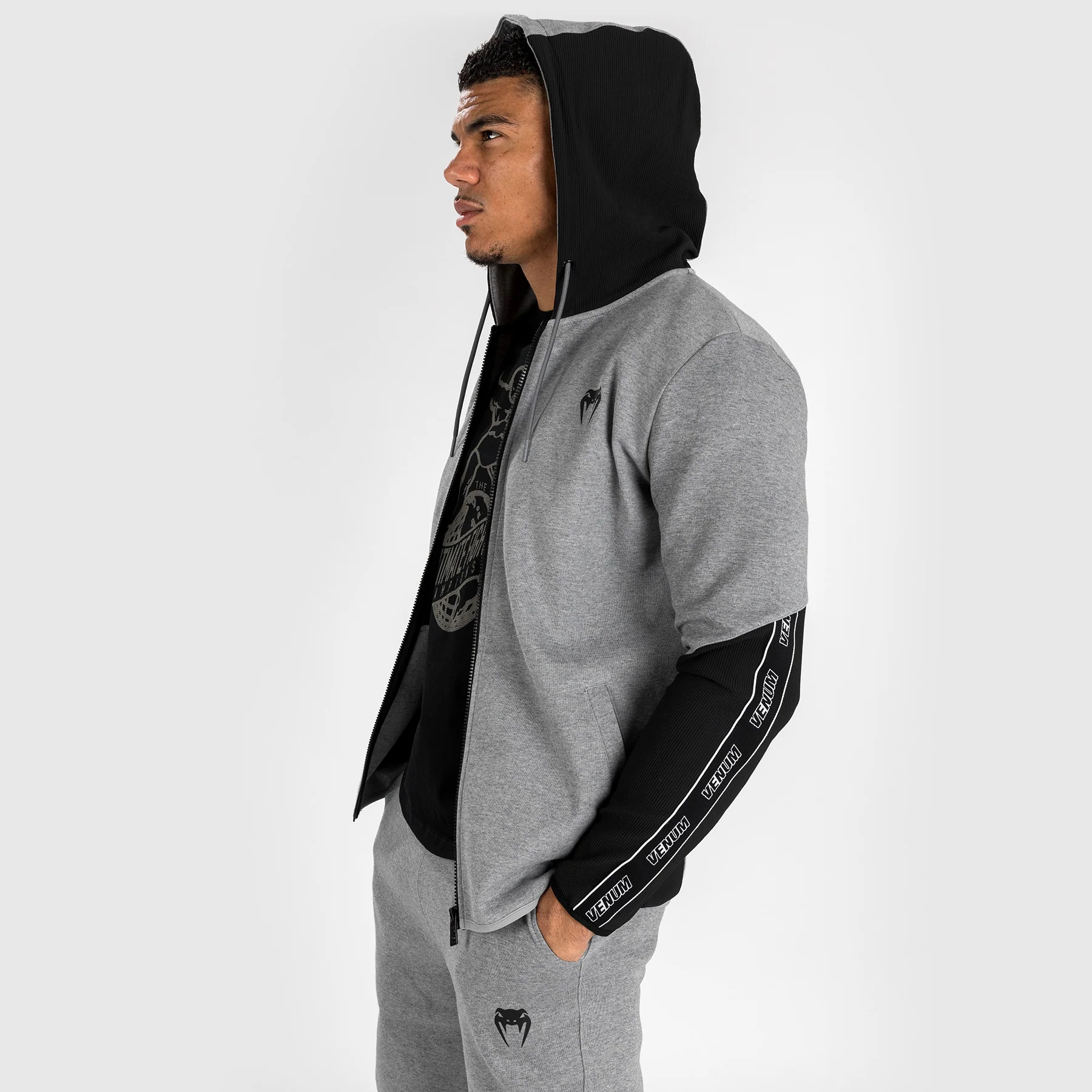 Venum Contender 4.0 Sudadera con capucha para hombre - Gris jaspeado/Negro - Image 3