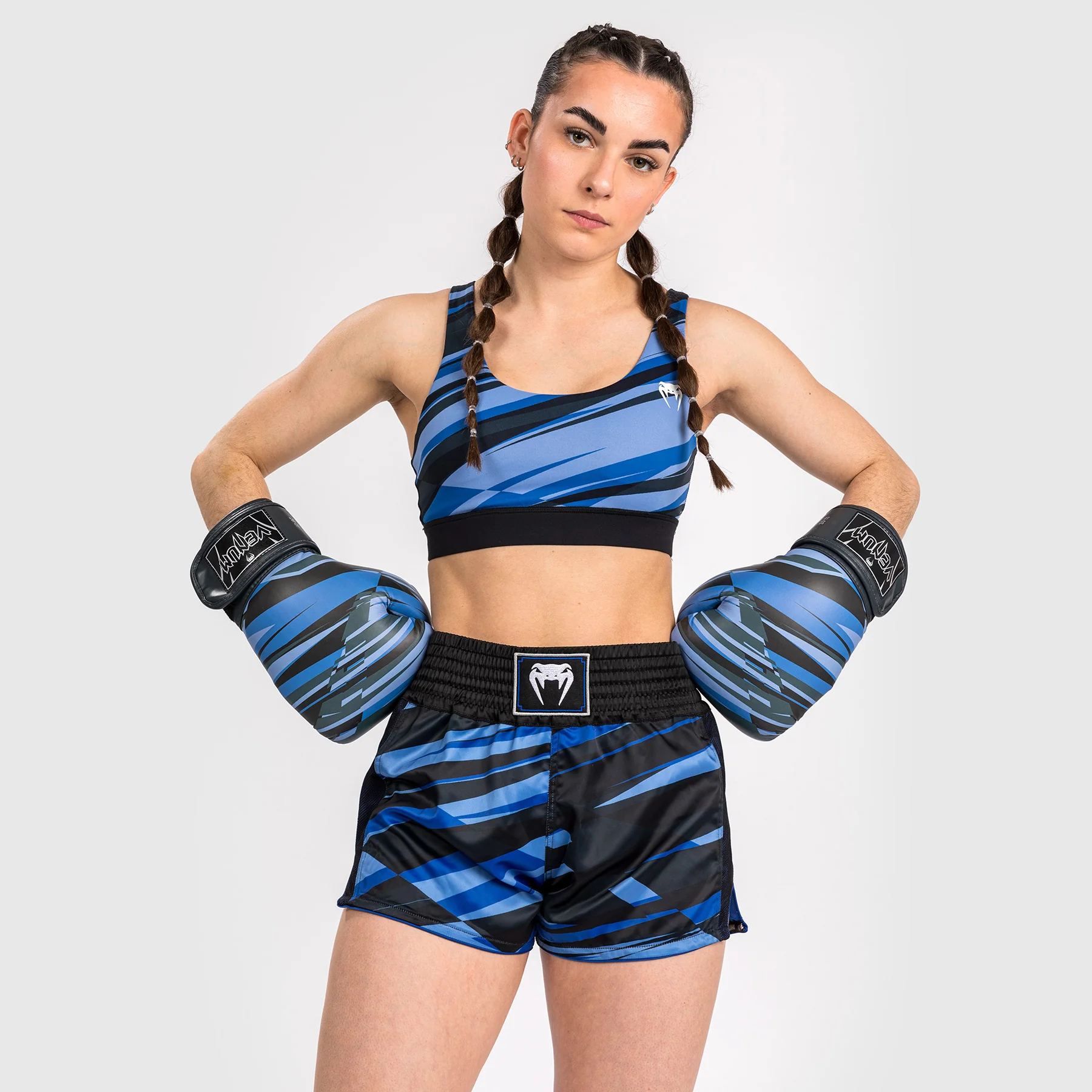 Venum Abyss Pantalones Cortos de Muay Thai para Mujer - Azul Sombra - Image 6