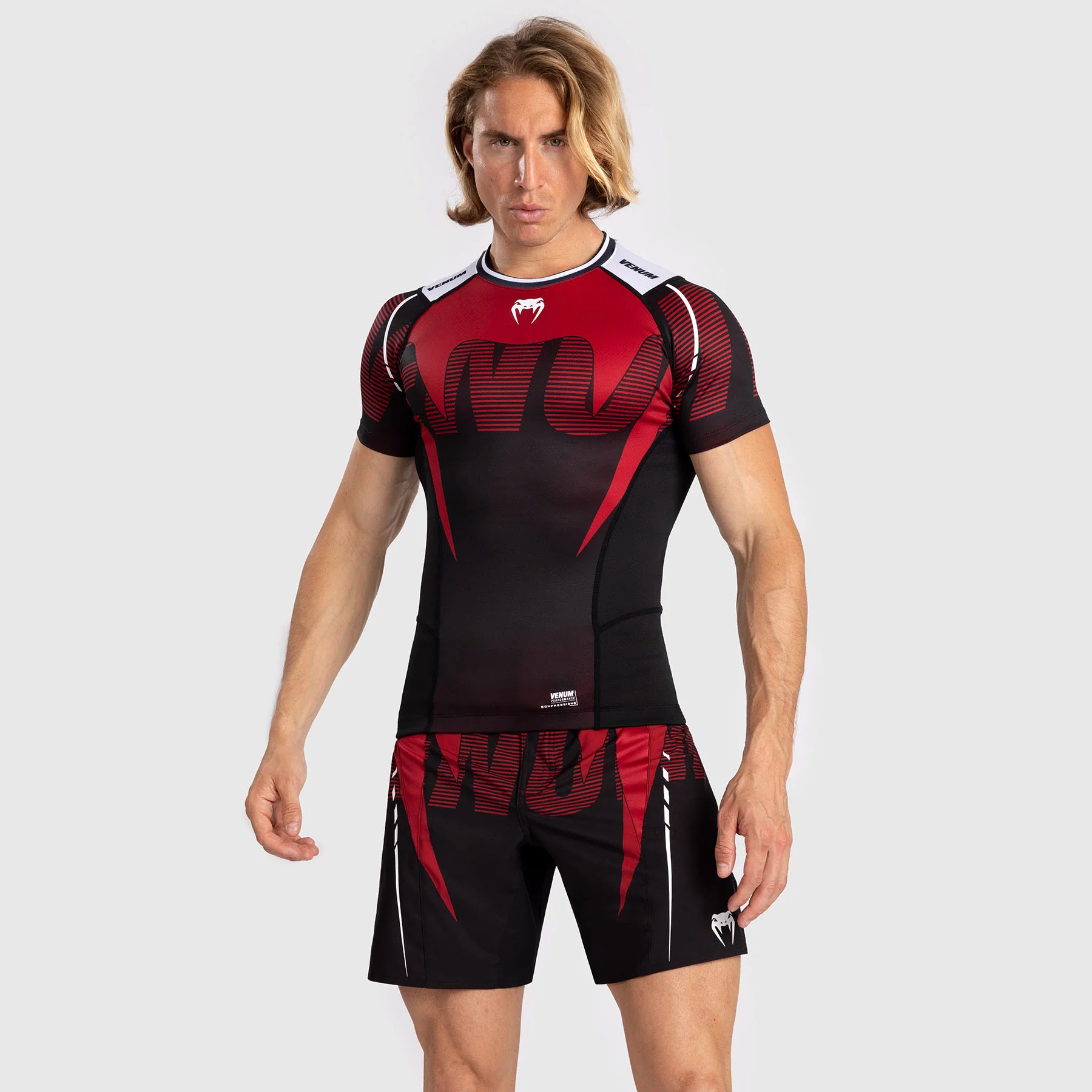Venum Adrenaline Rashguard de Manga Corta para Hombre - Red