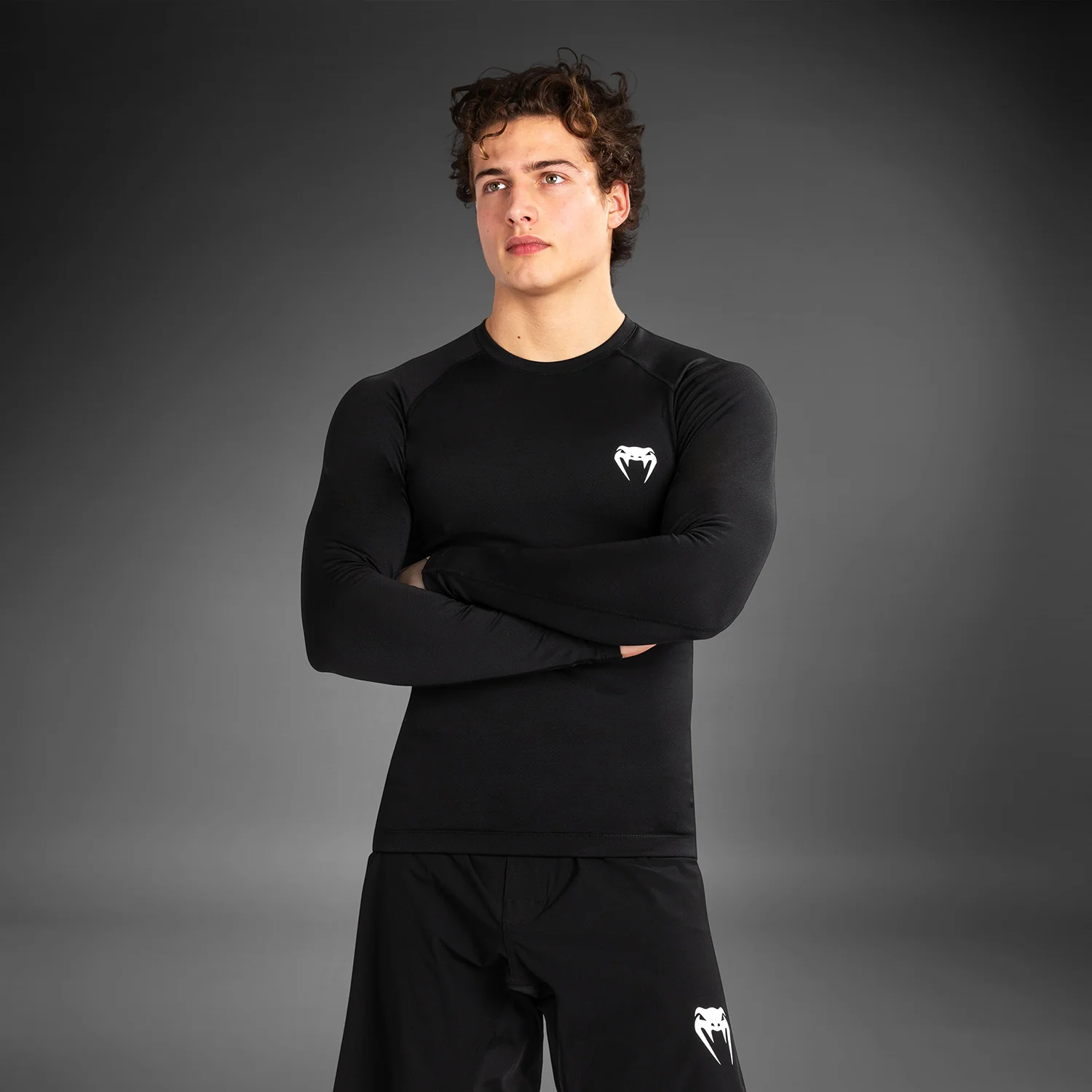 Venum Contender Lycra de manga larga para hombre - Negra/Blanca - Image 4