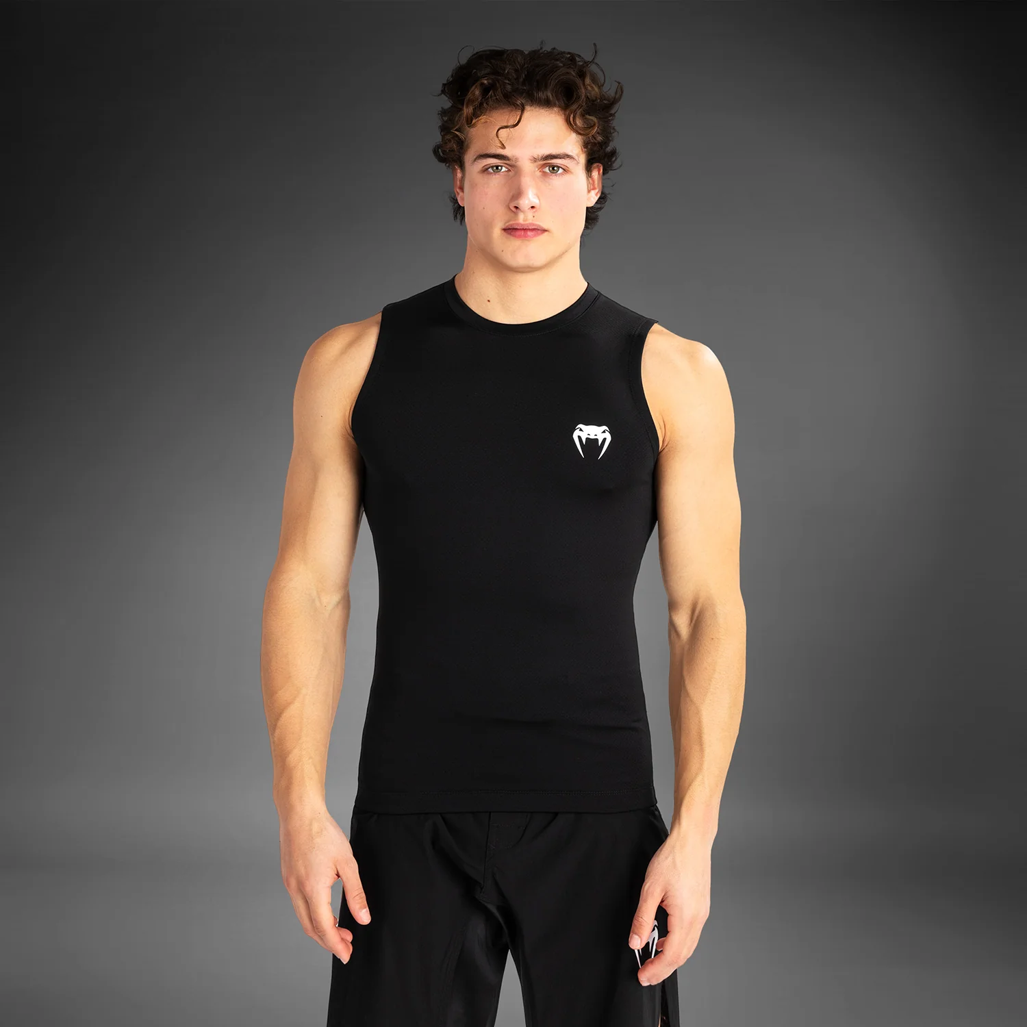Venum Contender Lycra sin mangas para hombre - Negro/Blanco