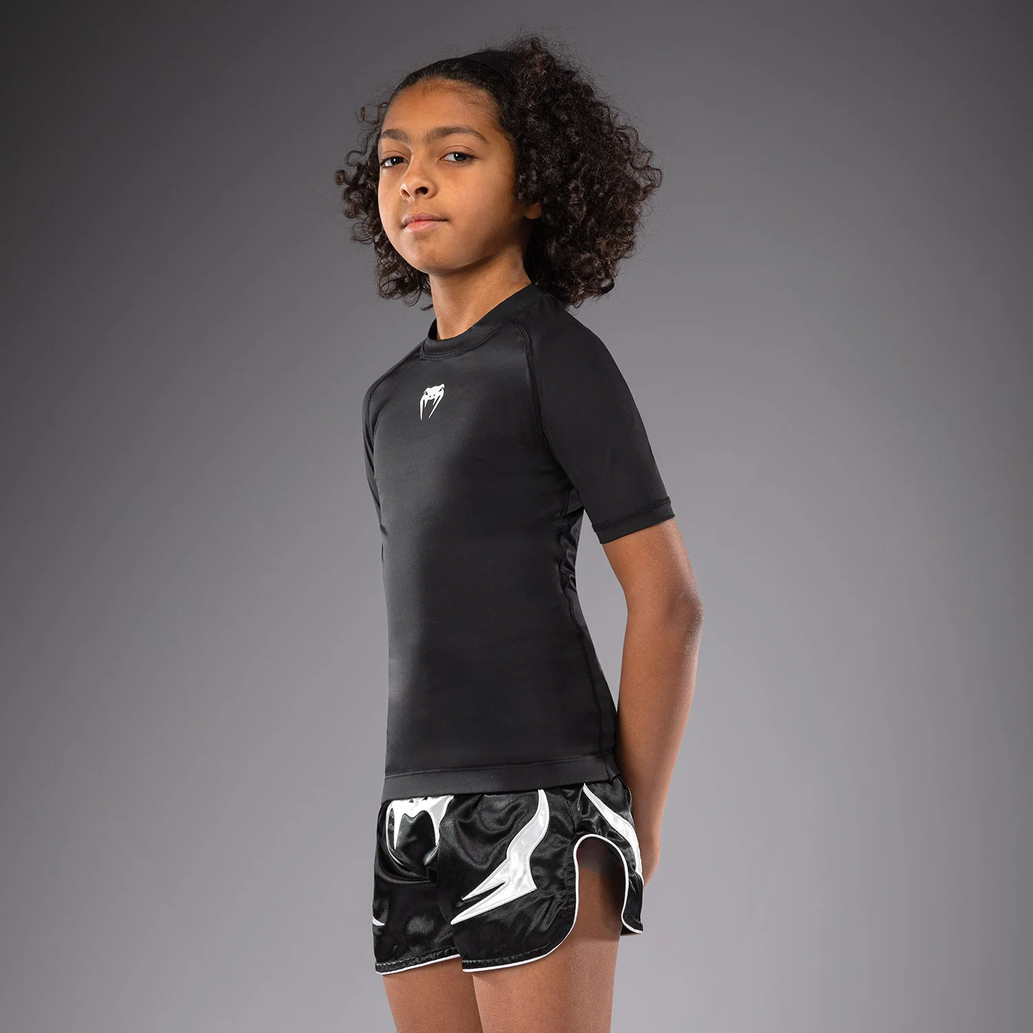 Venum Contender Rashguards de Mangas Cortas para Niños - Negro - Image 2
