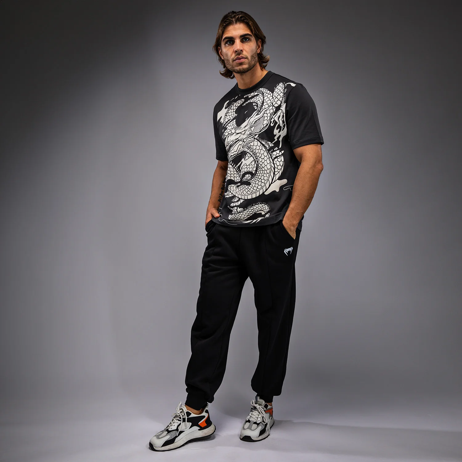 Venum Dragon’s Flight Camiseta para hombre - Gris carbón/Blanco crema - Image 3